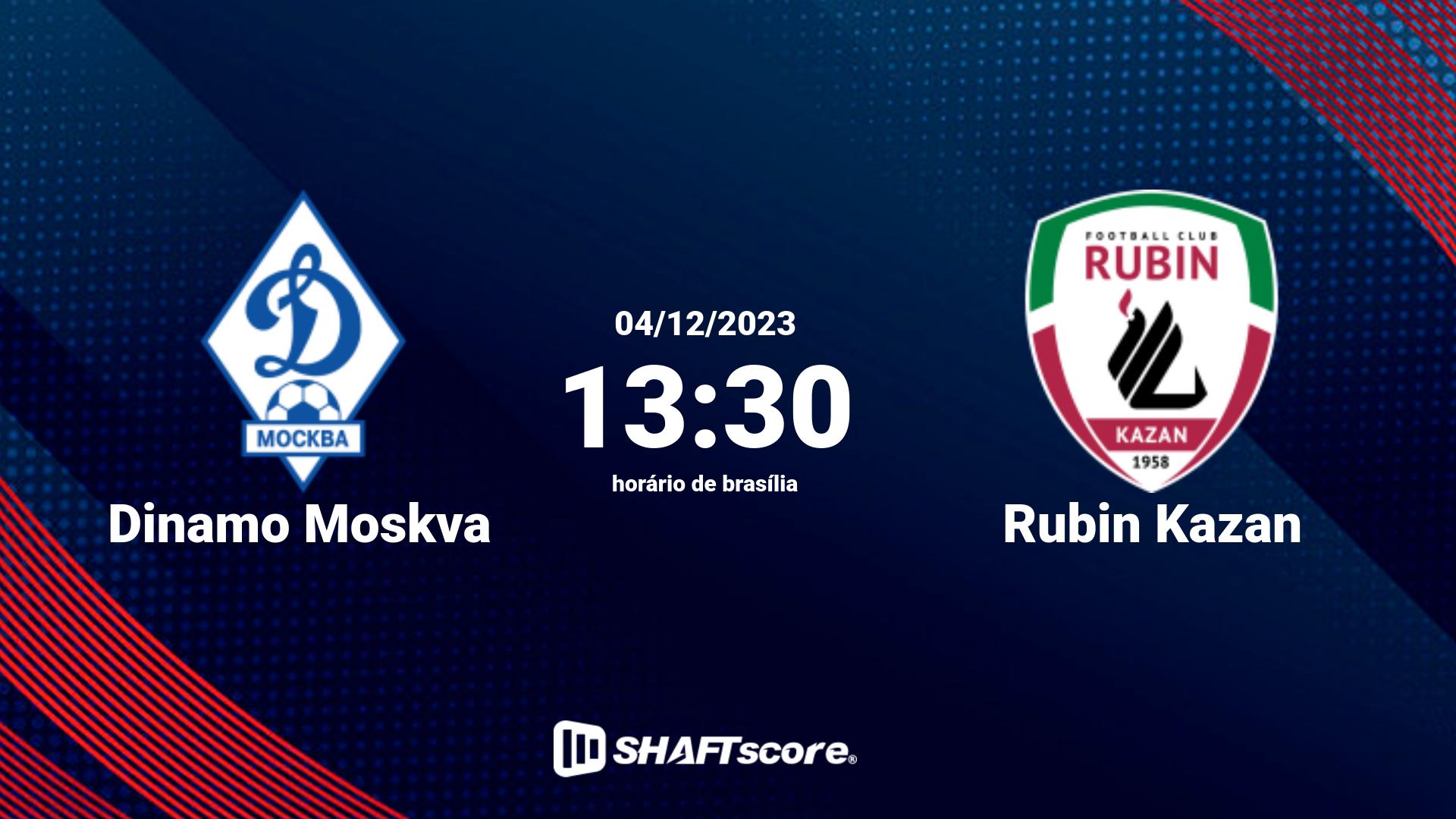 Estatísticas do jogo Dinamo Moskva vs Rubin Kazan 04.12 13:30