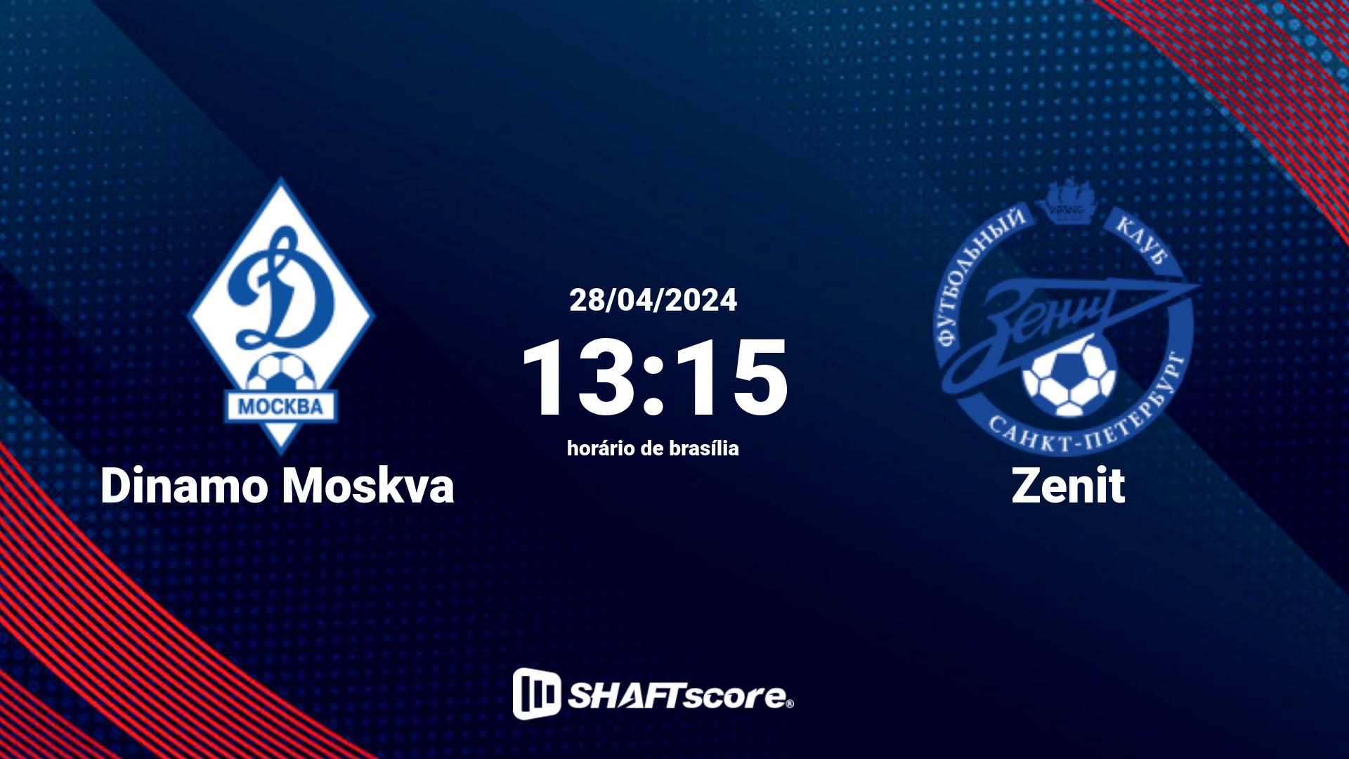 Estatísticas do jogo Dinamo Moskva vs Zenit 28.04 13:15