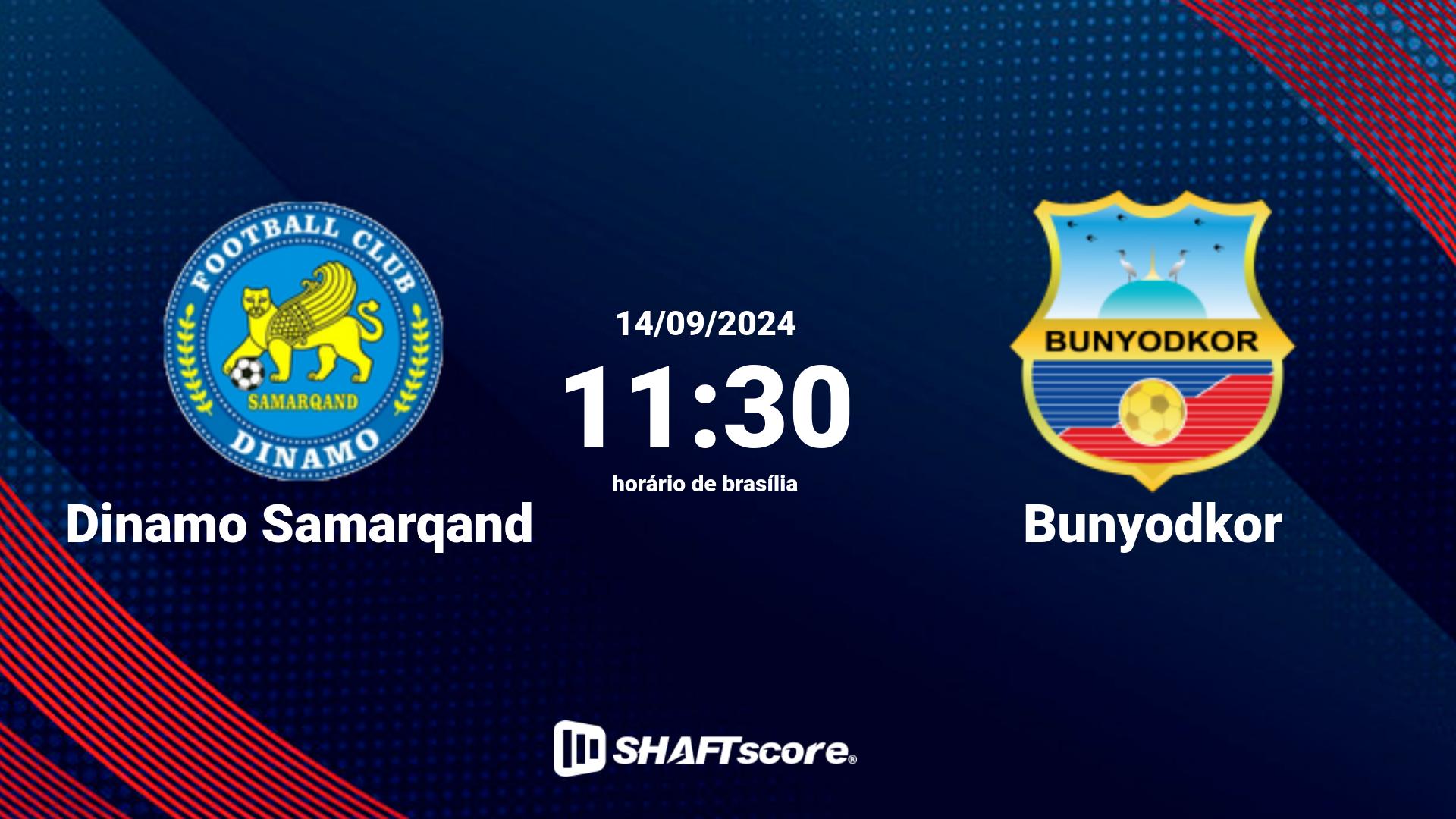 Estatísticas do jogo Dinamo Samarqand vs Bunyodkor 14.09 11:30