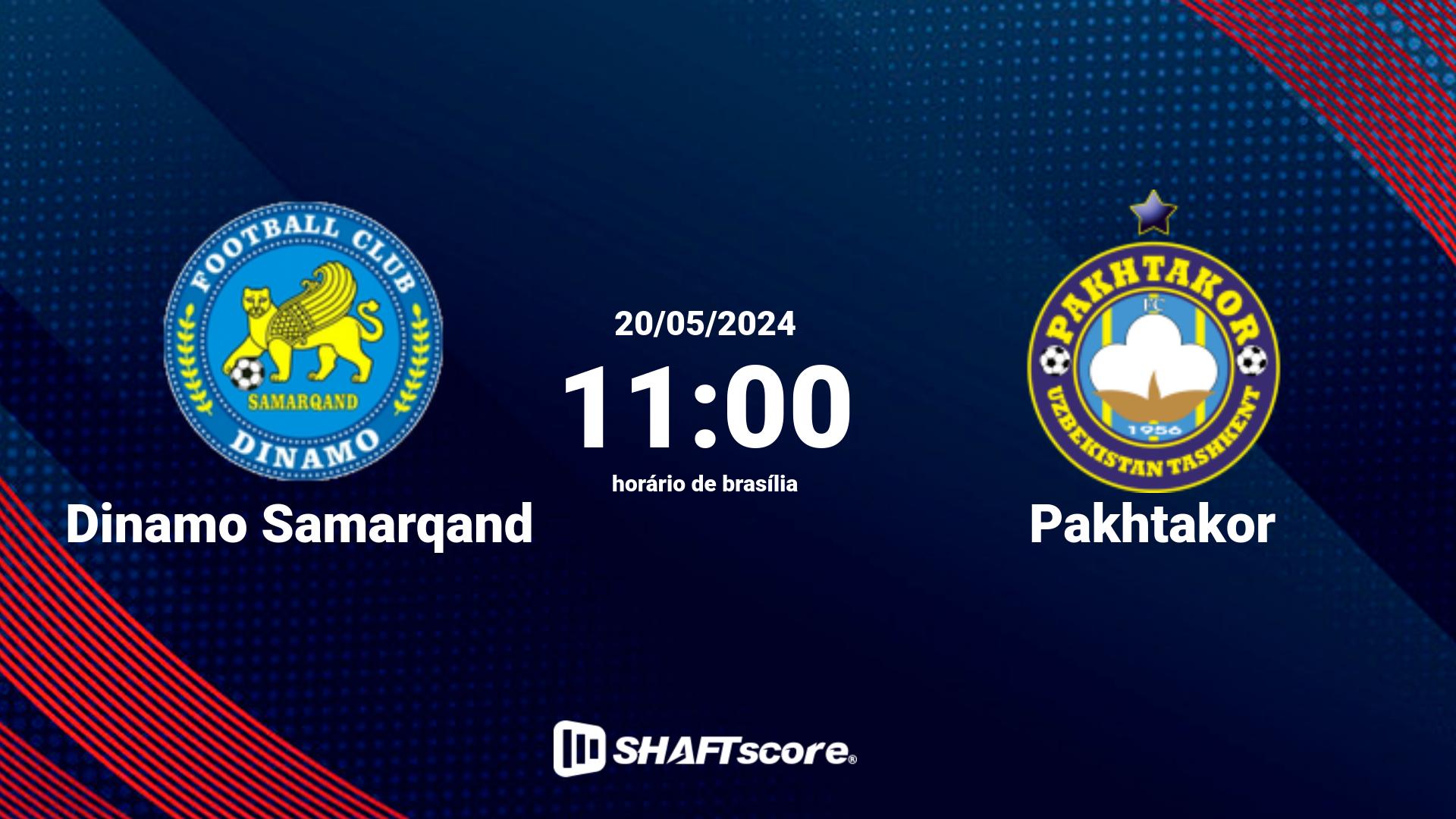 Estatísticas do jogo Dinamo Samarqand vs Pakhtakor 20.05 11:00