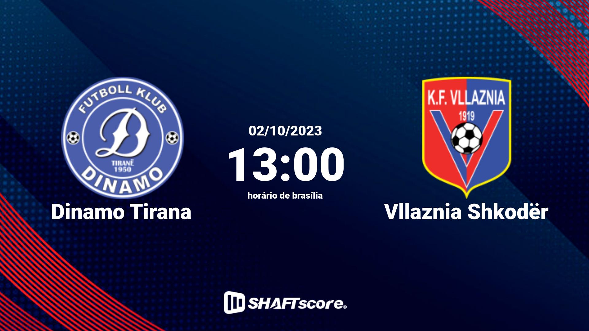 Estatísticas do jogo Dinamo Tirana vs Vllaznia Shkodër 02.10 13:00