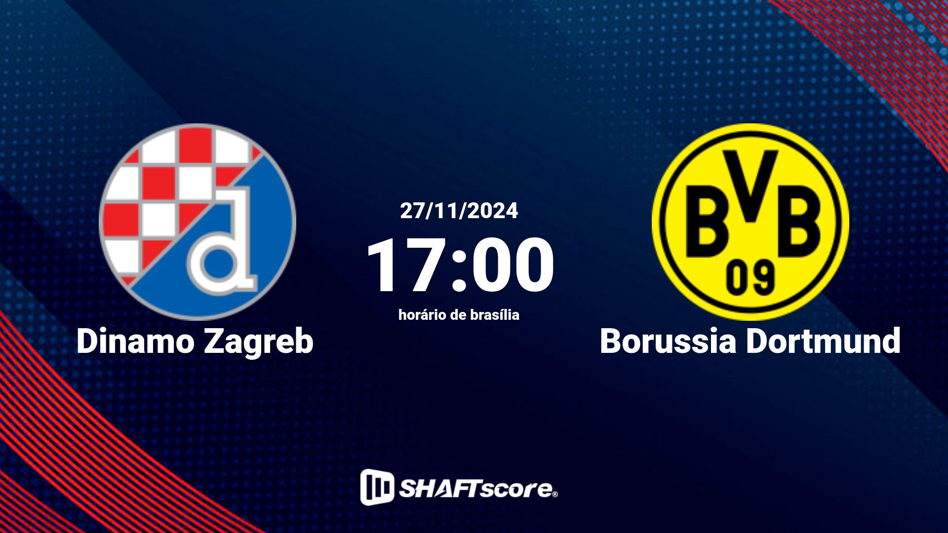 Estatísticas do jogo Dinamo Zagreb vs Borussia Dortmund 27.11 17:00