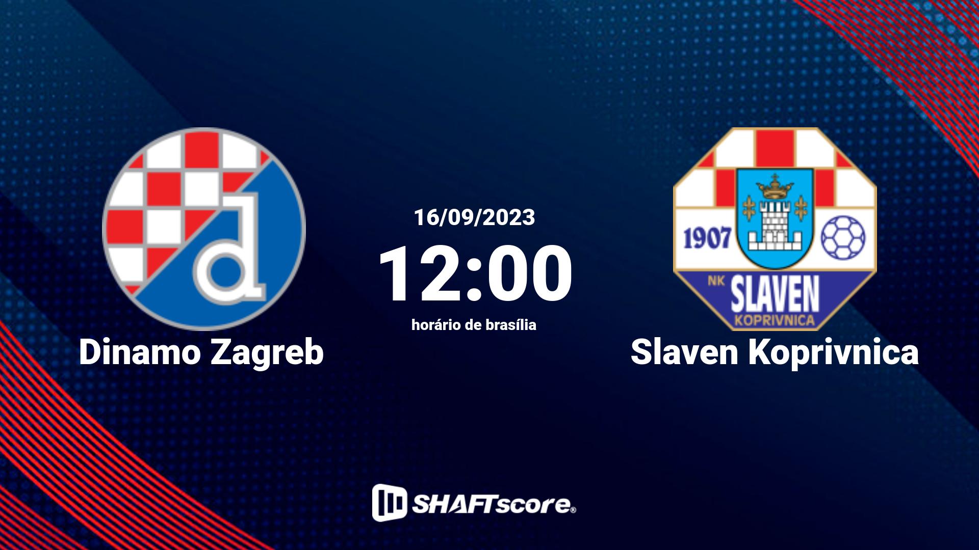 Estatísticas do jogo Dinamo Zagreb vs Slaven Koprivnica 16.09 12:00