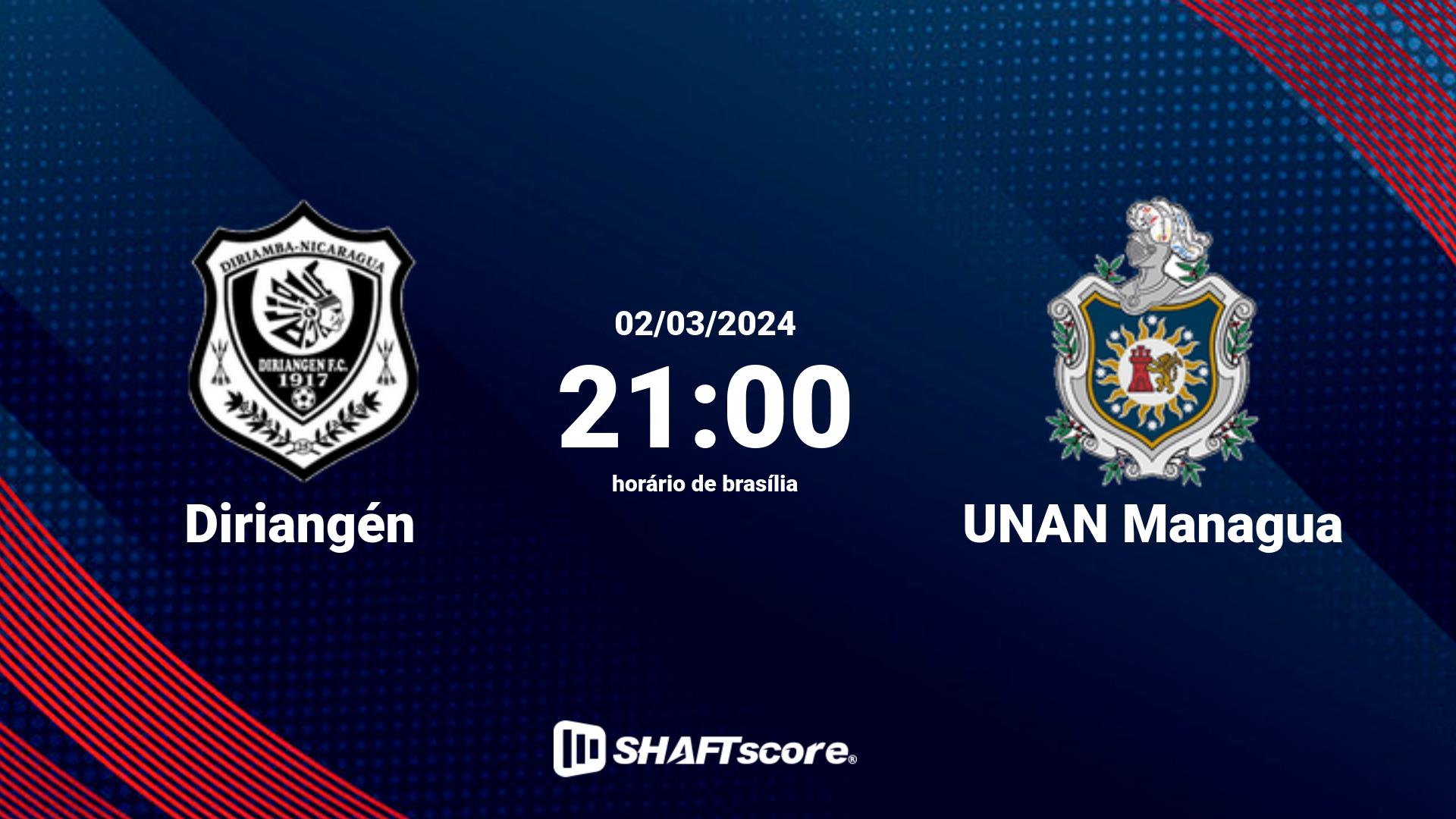 Estatísticas do jogo Diriangén vs UNAN Managua 02.03 21:00