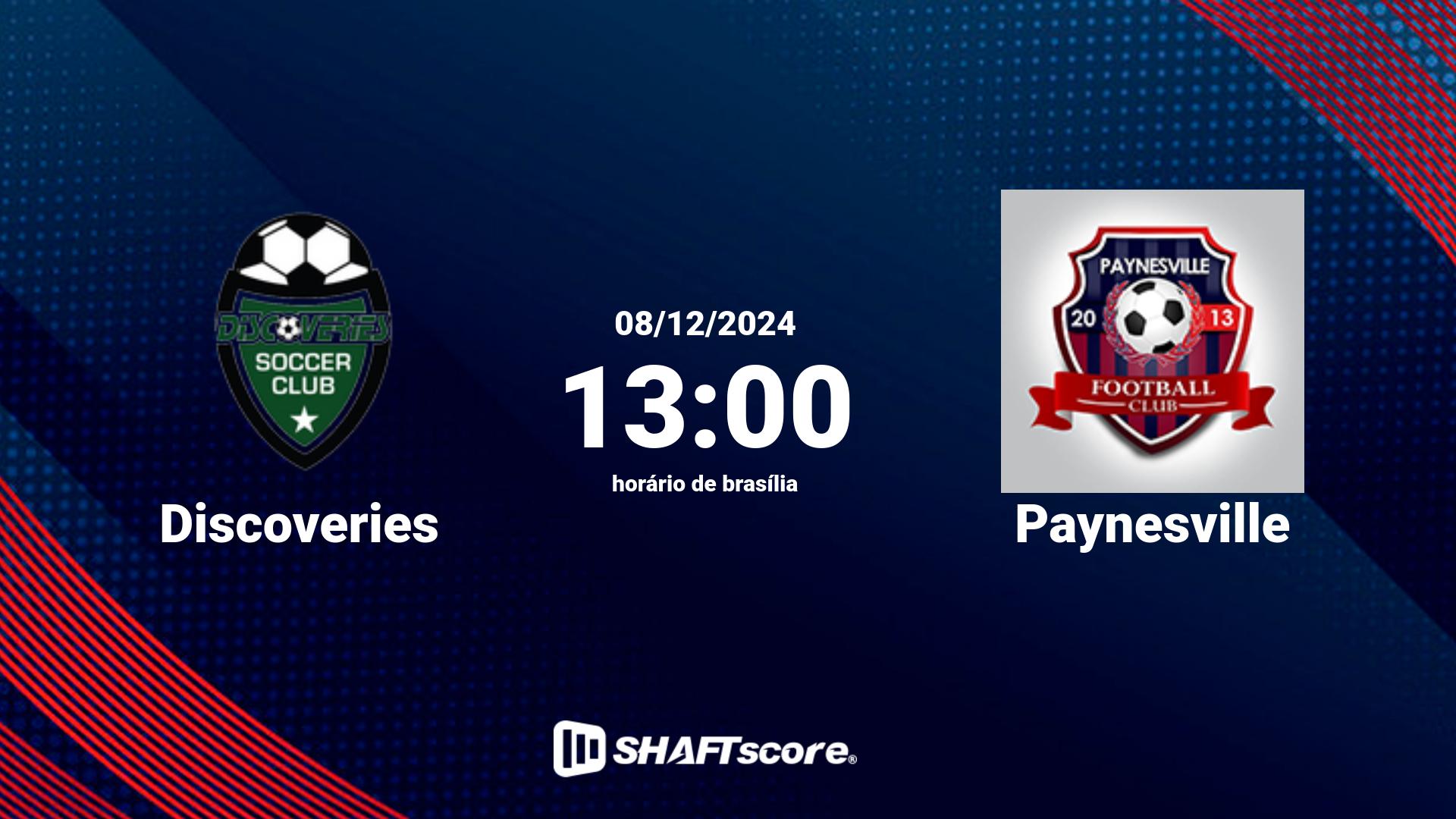 Estatísticas do jogo Discoveries vs Paynesville 08.12 13:00