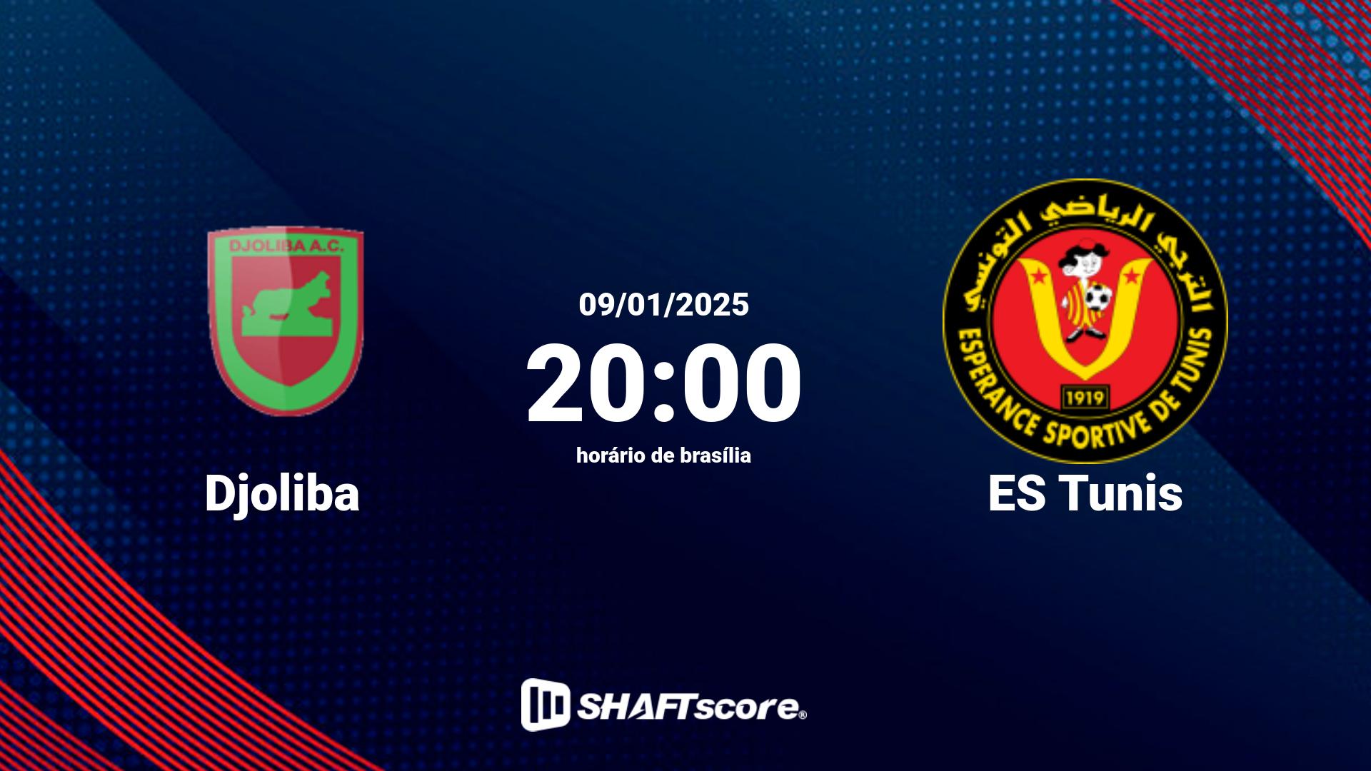 Estatísticas do jogo Djoliba vs ES Tunis 09.01 20:00