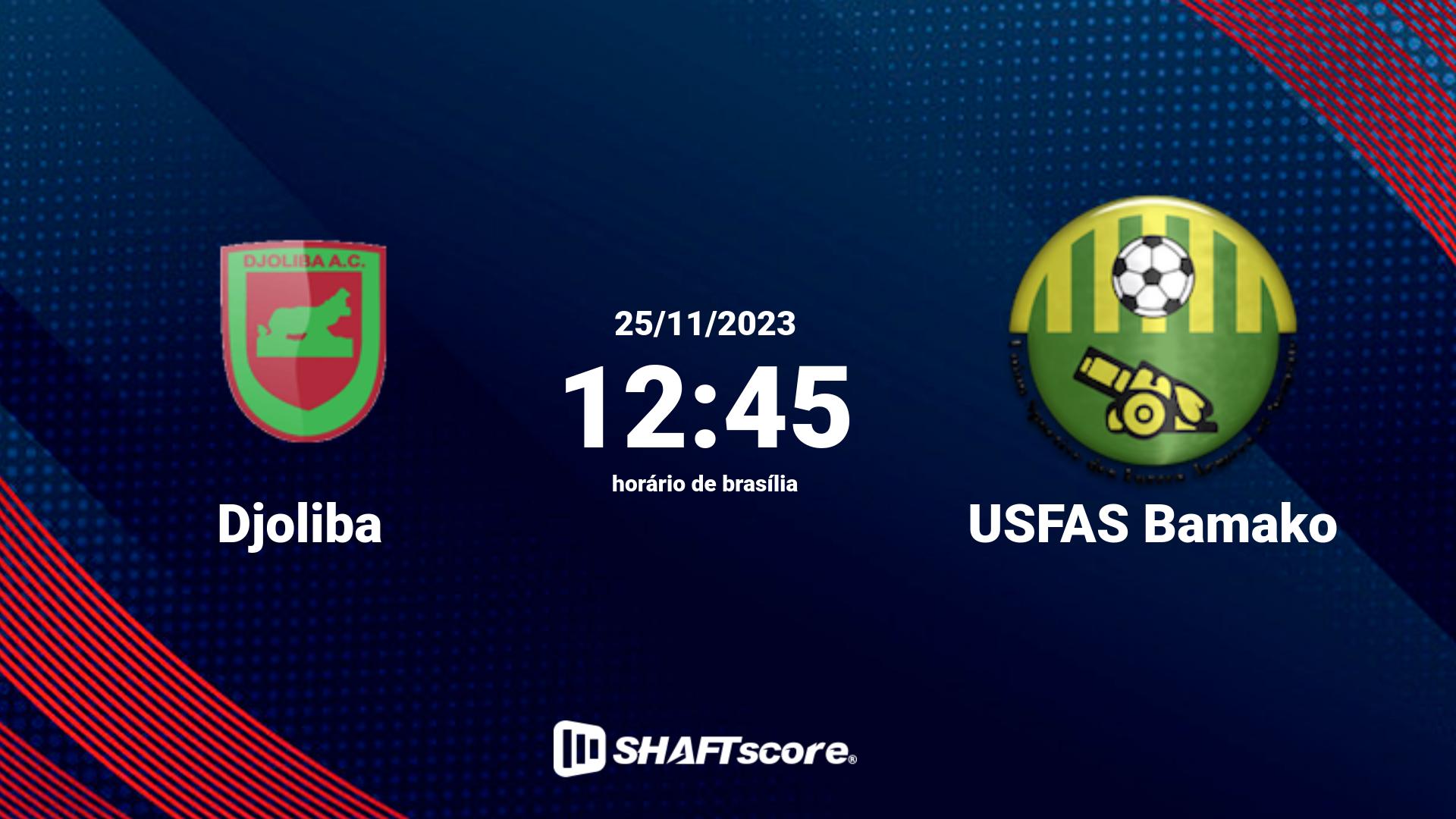 Estatísticas do jogo Djoliba vs USFAS Bamako 25.11 12:45