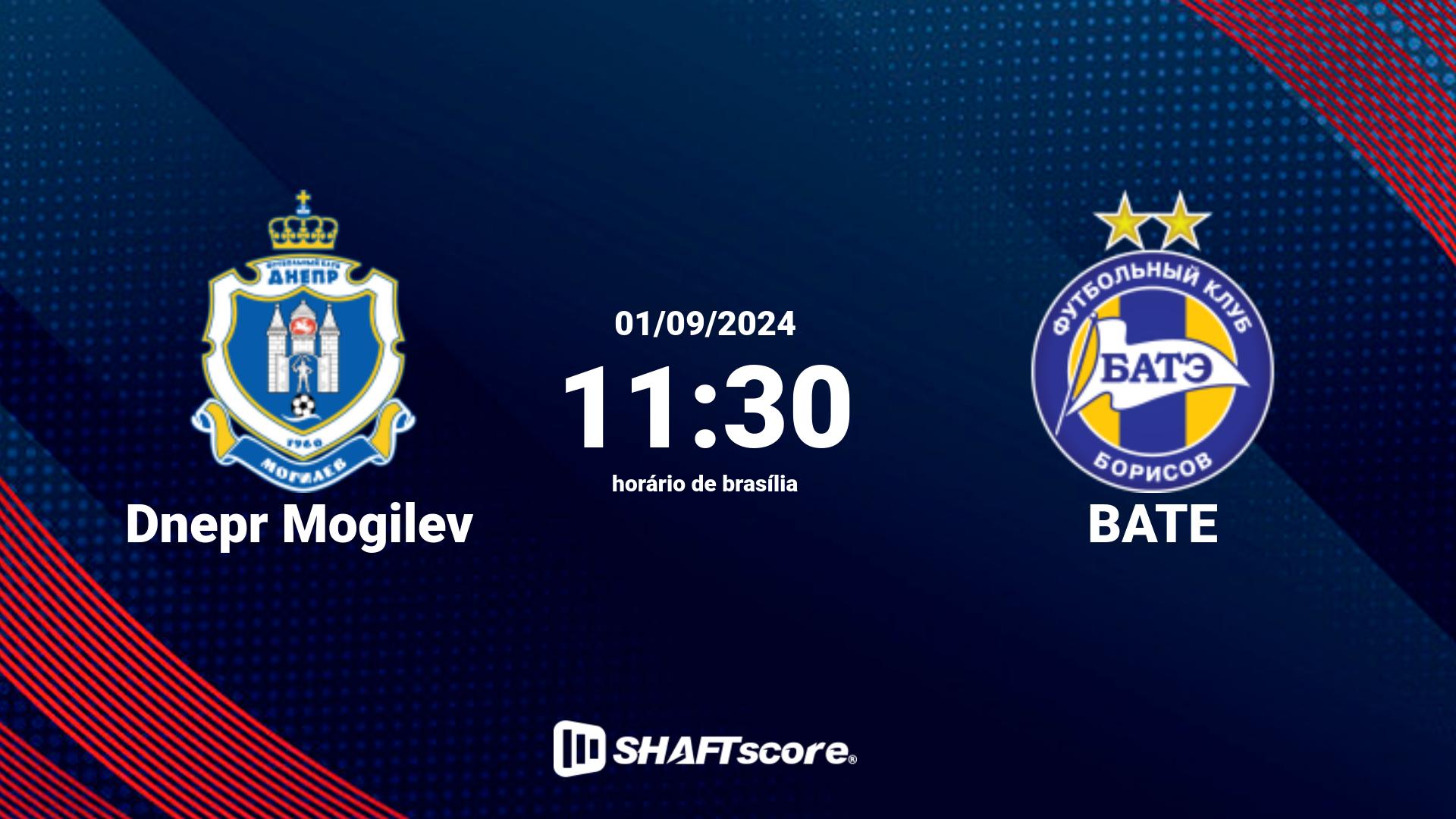 Estatísticas do jogo Dnepr Mogilev vs BATE 01.09 11:30