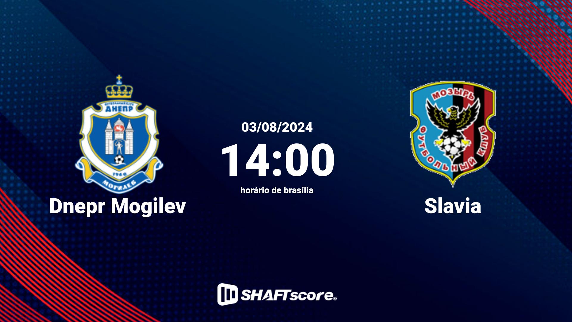 Estatísticas do jogo Dnepr Mogilev vs Slavia 03.08 14:00