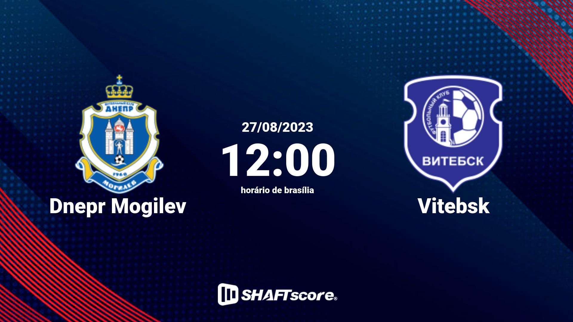 Estatísticas do jogo Dnepr Mogilev vs Vitebsk 27.08 12:00