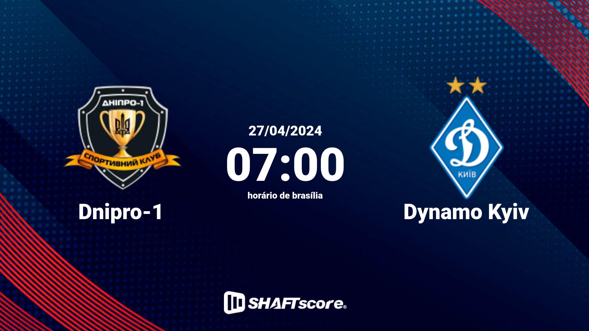 Estatísticas do jogo Dnipro-1 vs Dynamo Kyiv 27.04 07:00