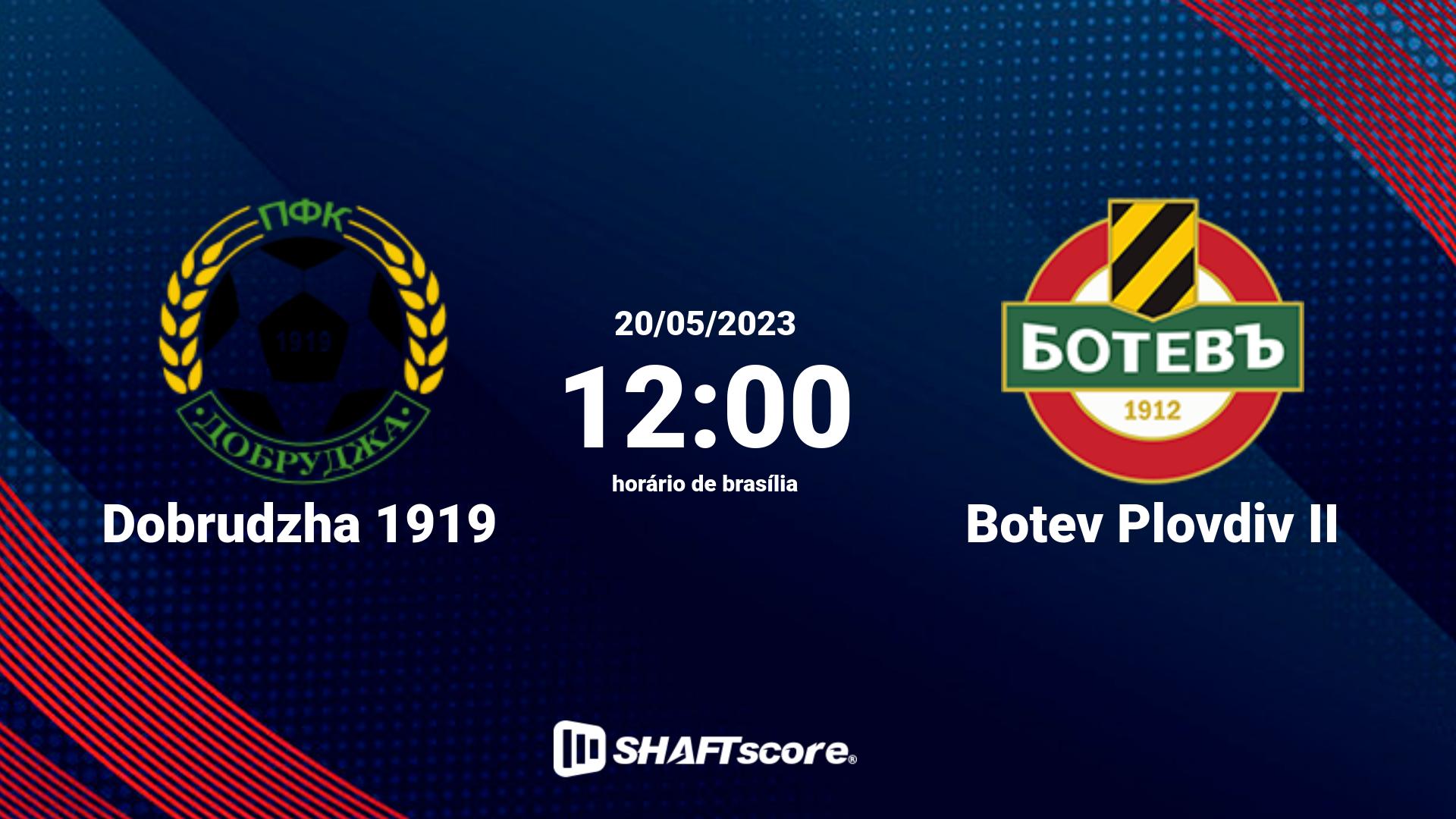 Estatísticas do jogo Dobrudzha 1919 vs Botev Plovdiv II 20.05 12:00