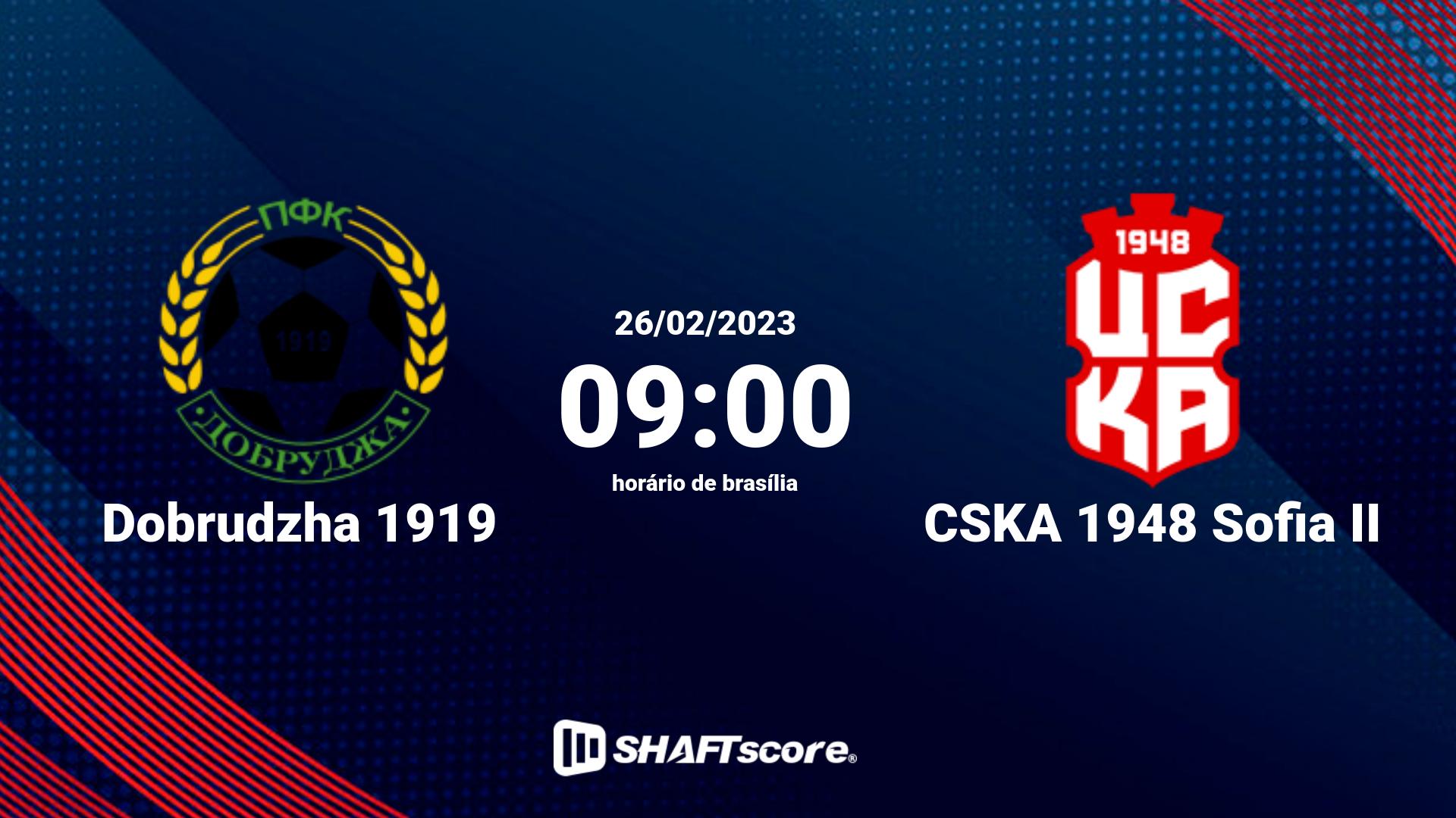 Estatísticas do jogo Dobrudzha 1919 vs CSKA 1948 Sofia II 26.02 09:00