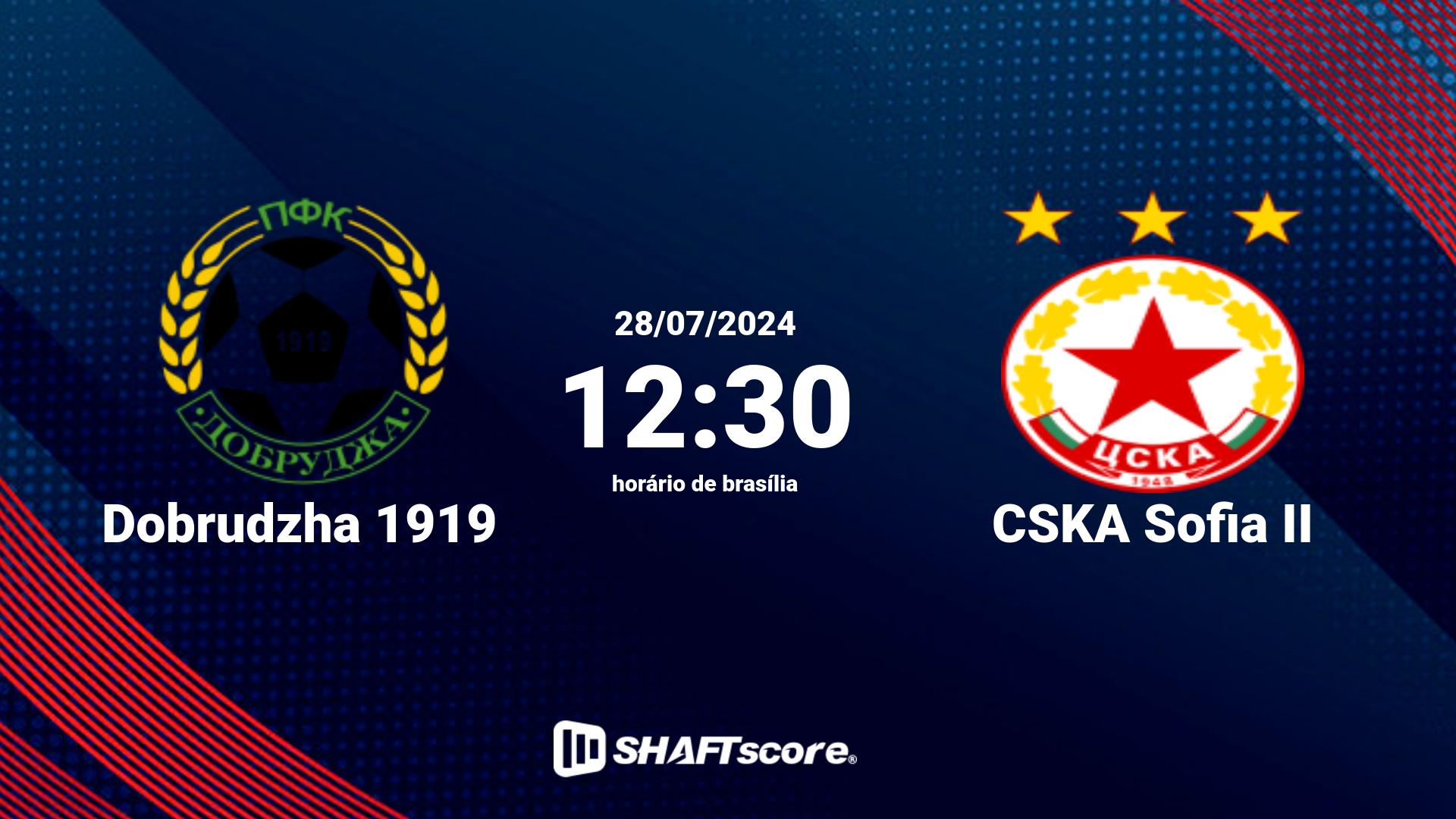 Estatísticas do jogo Dobrudzha 1919 vs CSKA Sofia II 28.07 12:30