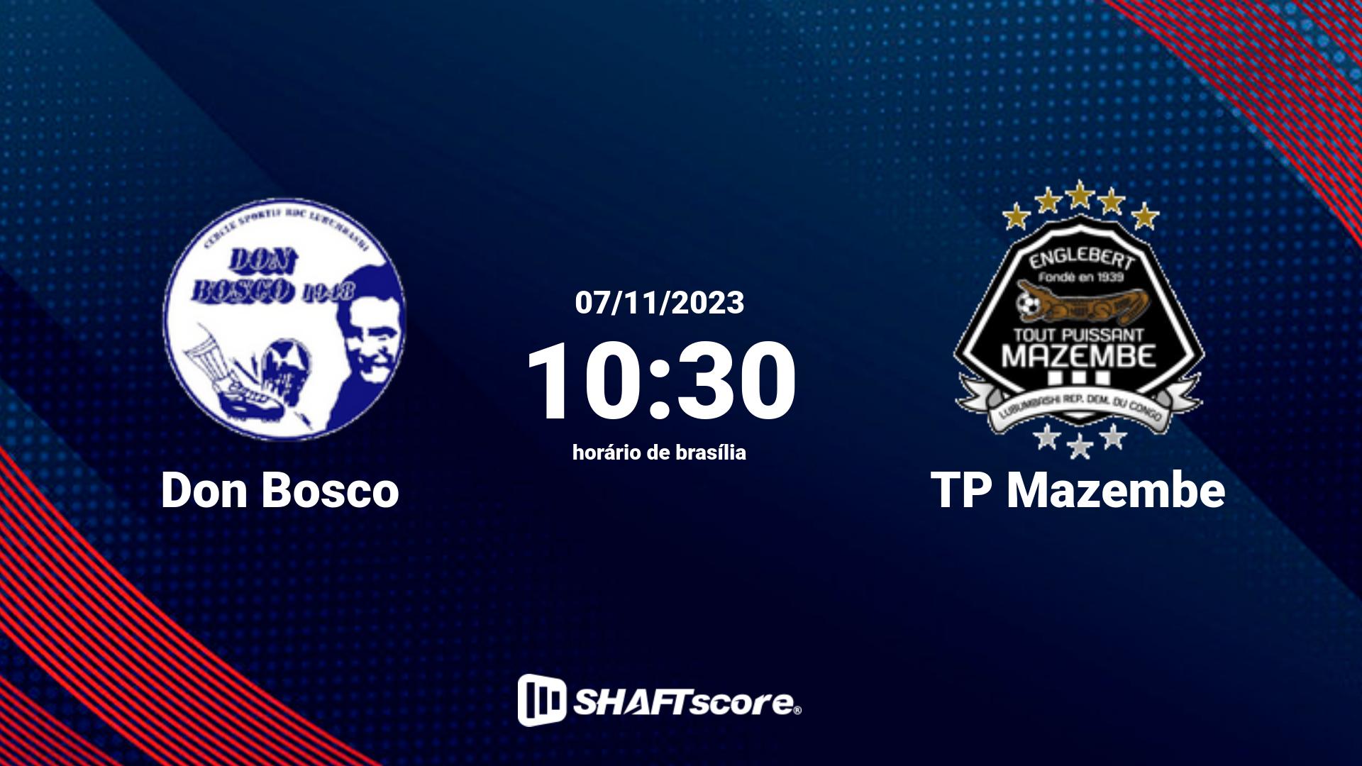 Estatísticas do jogo Don Bosco vs TP Mazembe 07.11 10:30