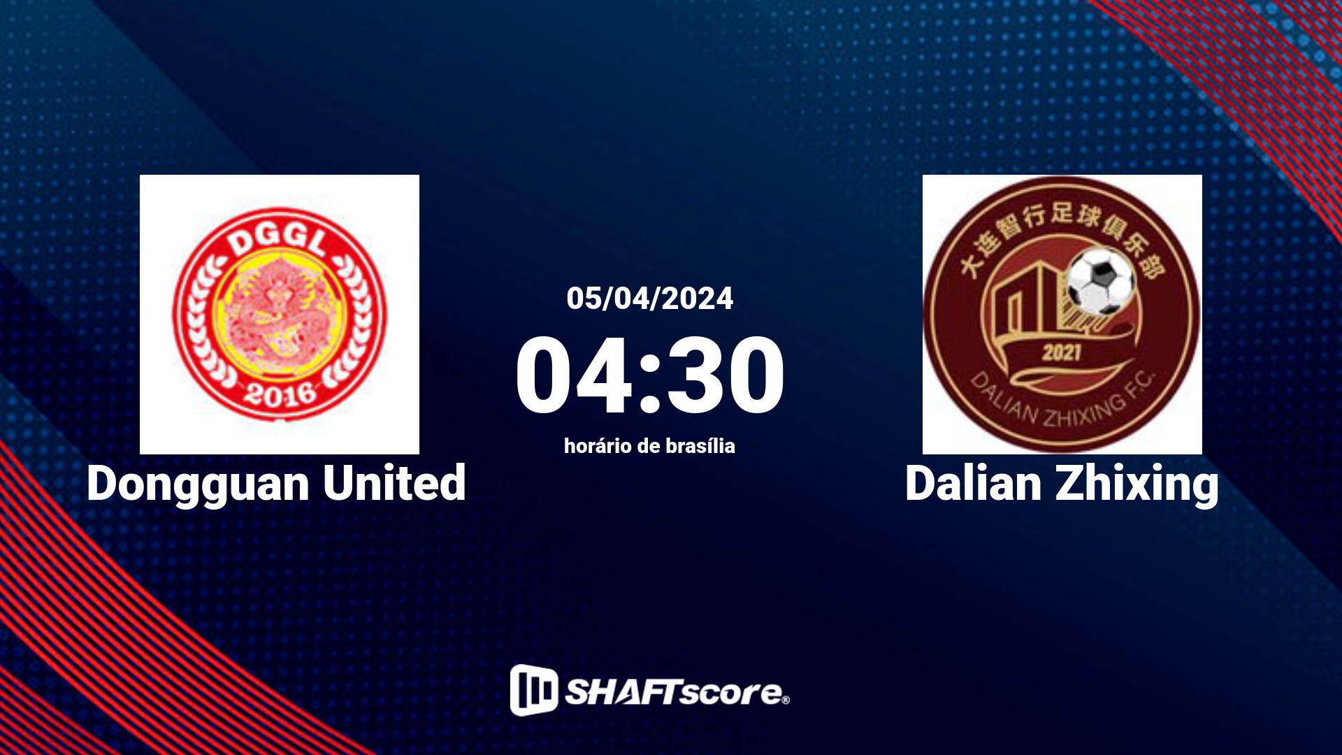 Estatísticas do jogo Dongguan United vs Dalian Zhixing 05.04 04:30