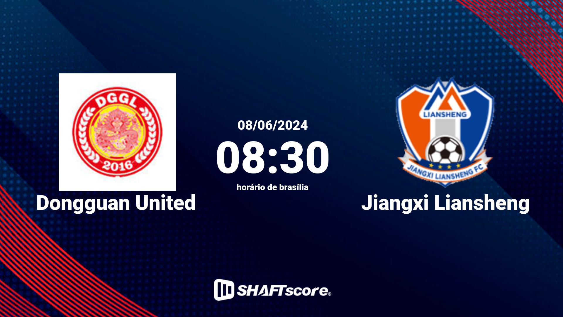 Estatísticas do jogo Dongguan United vs Jiangxi Liansheng 08.06 08:30