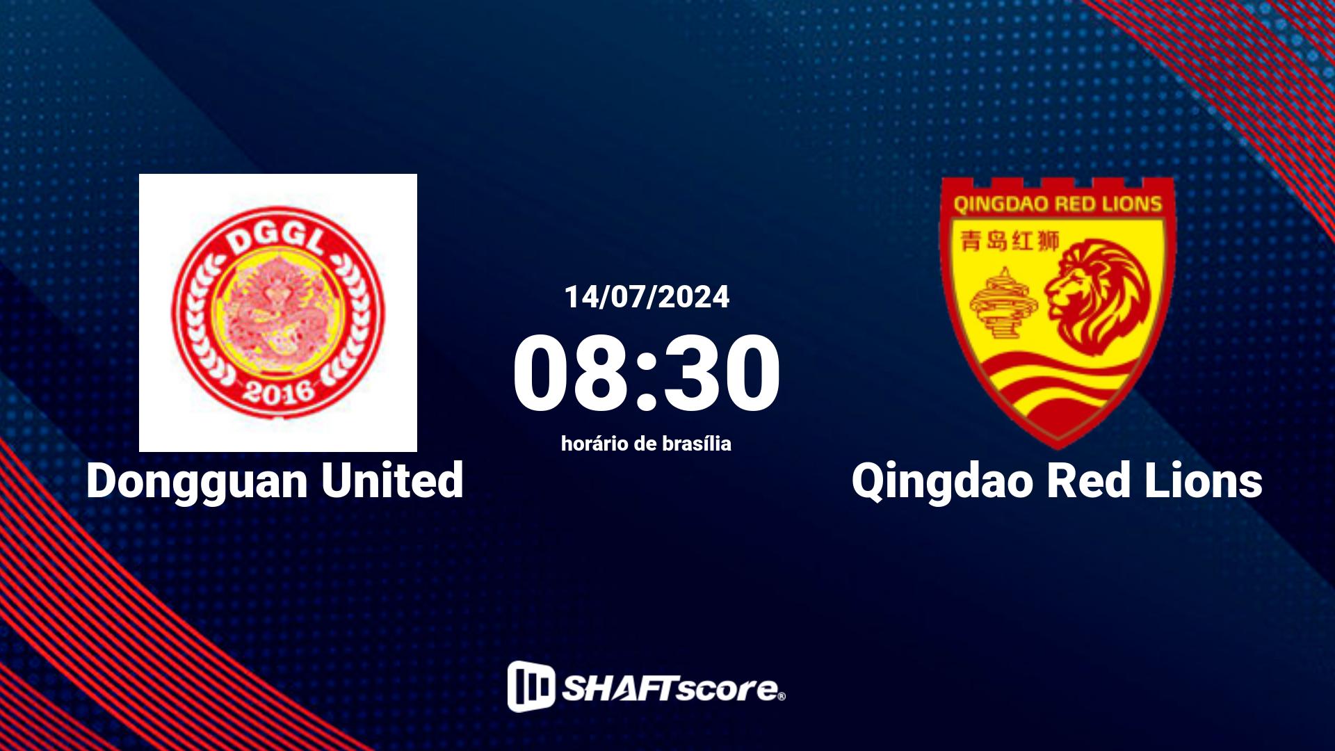 Estatísticas do jogo Dongguan United vs Qingdao Red Lions 14.07 08:30