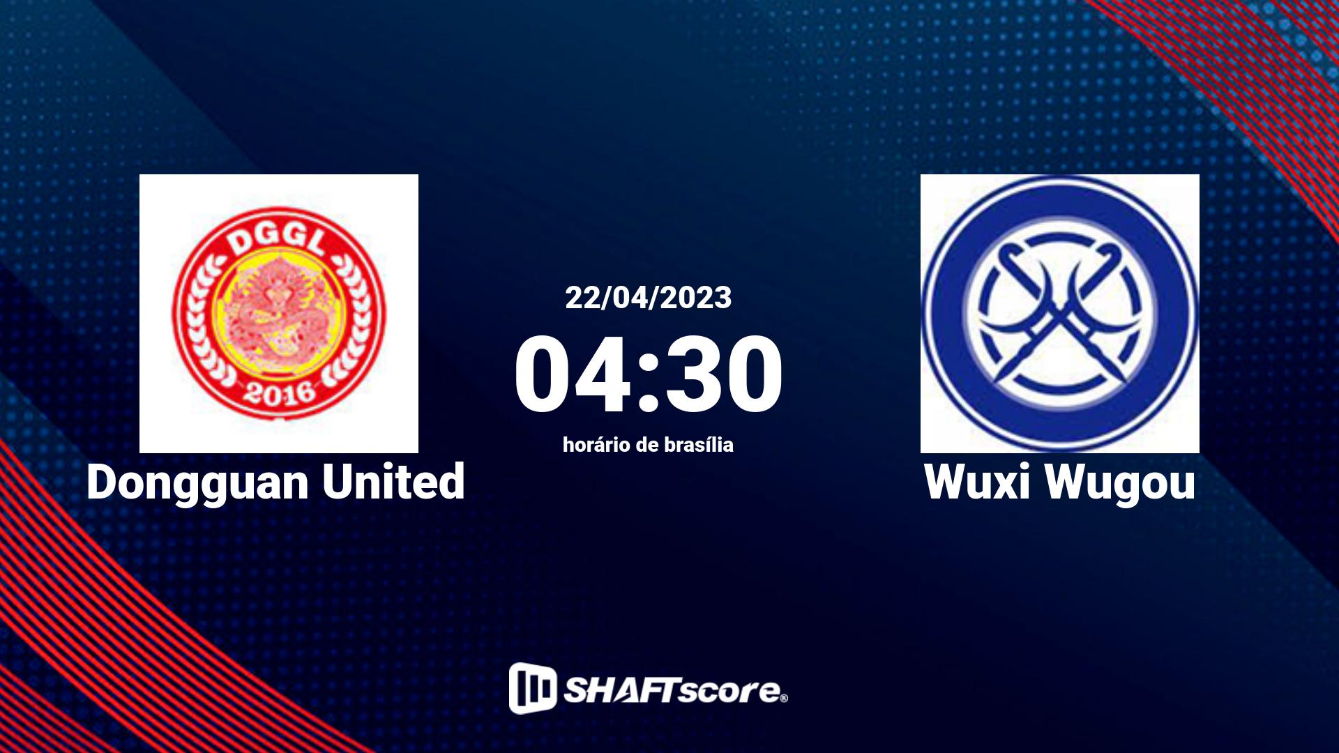 Estatísticas do jogo Dongguan United vs Wuxi Wugou 22.04 04:30