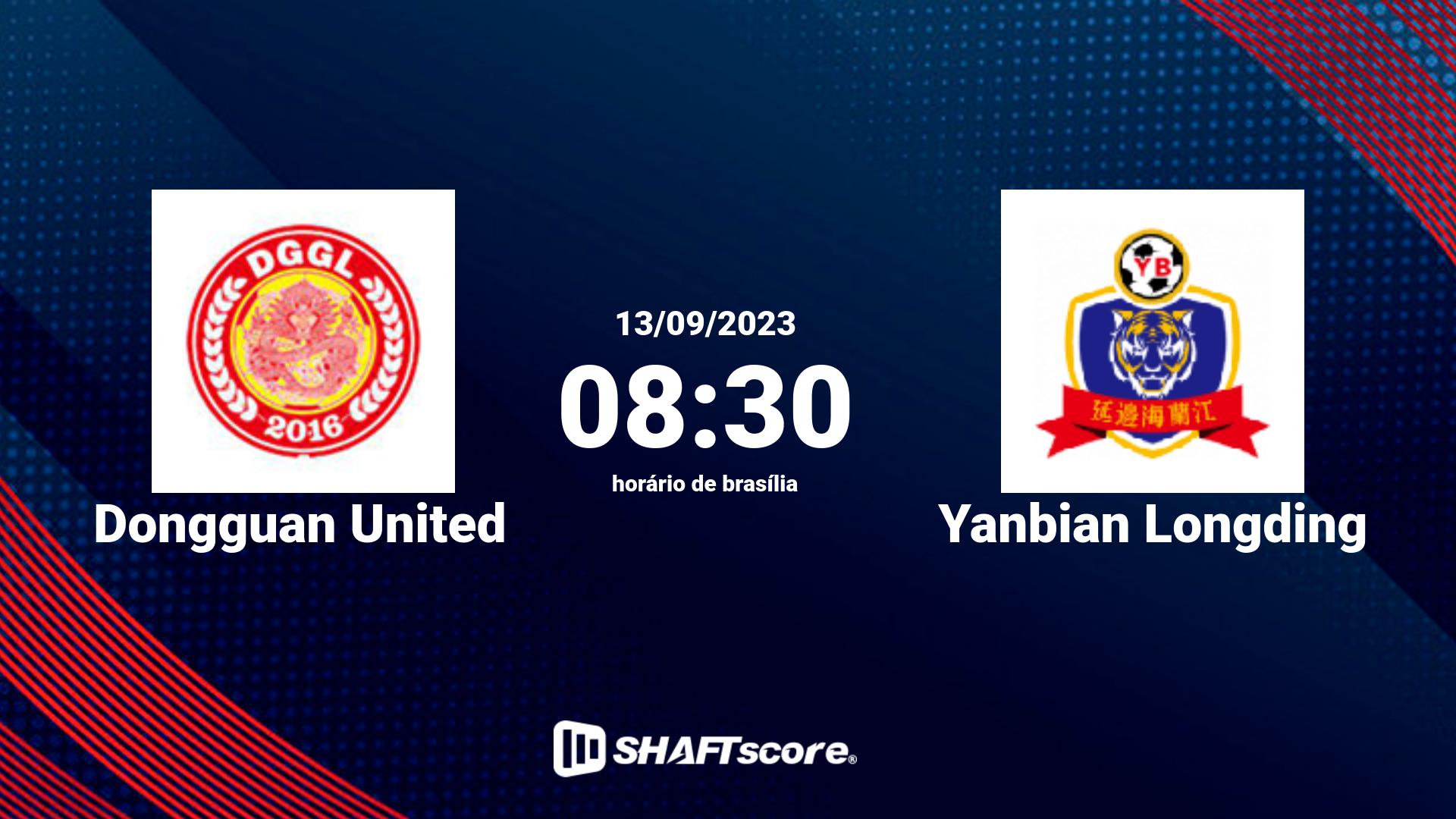 Estatísticas do jogo Dongguan United vs Yanbian Longding 13.09 08:30