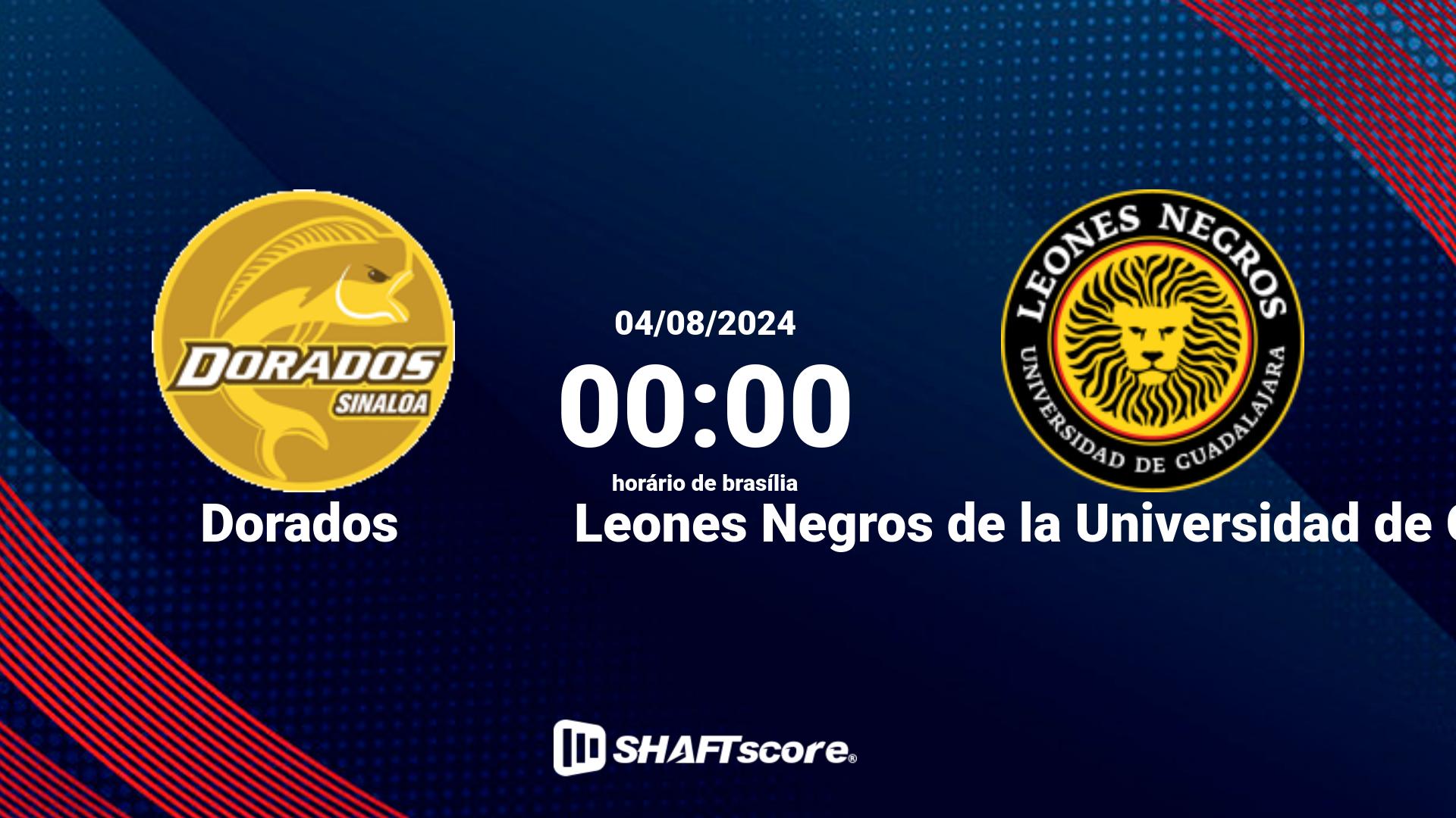 Estatísticas do jogo Dorados vs Leones Negros de la Universidad de Guadalajara 04.08 00:00