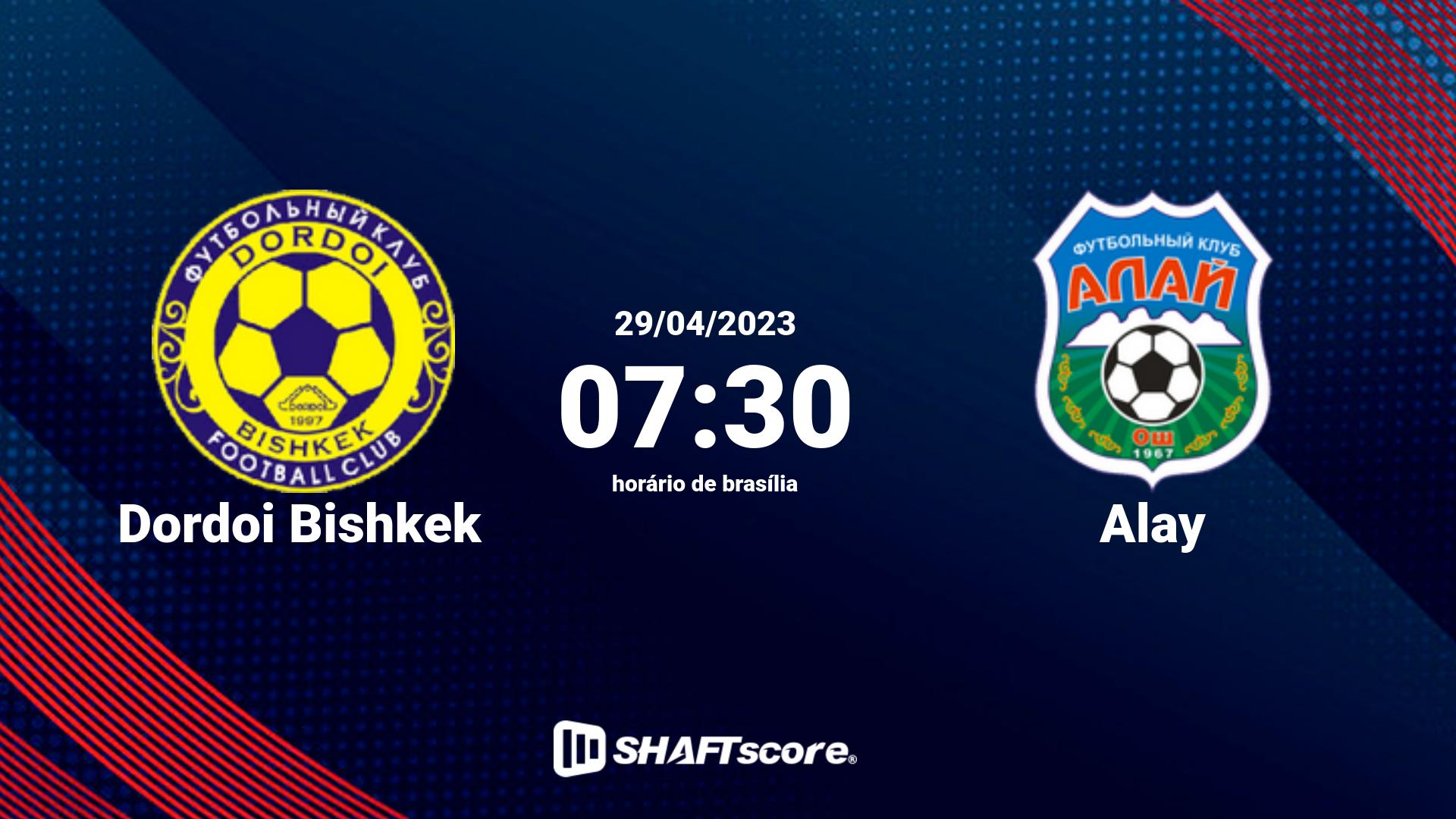 Estatísticas do jogo Dordoi Bishkek vs Alay 29.04 07:30