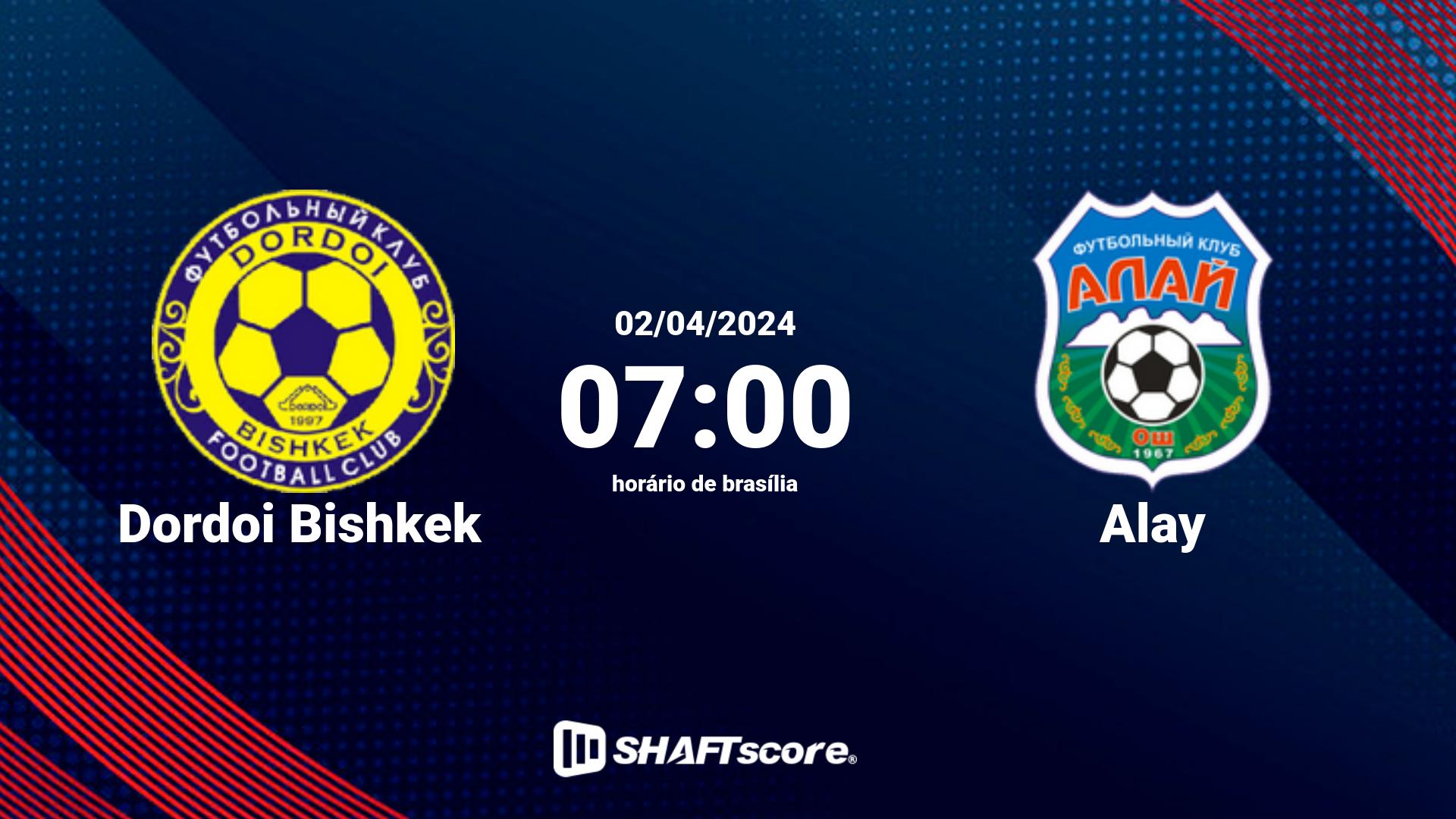 Estatísticas do jogo Dordoi Bishkek vs Alay 02.04 07:00