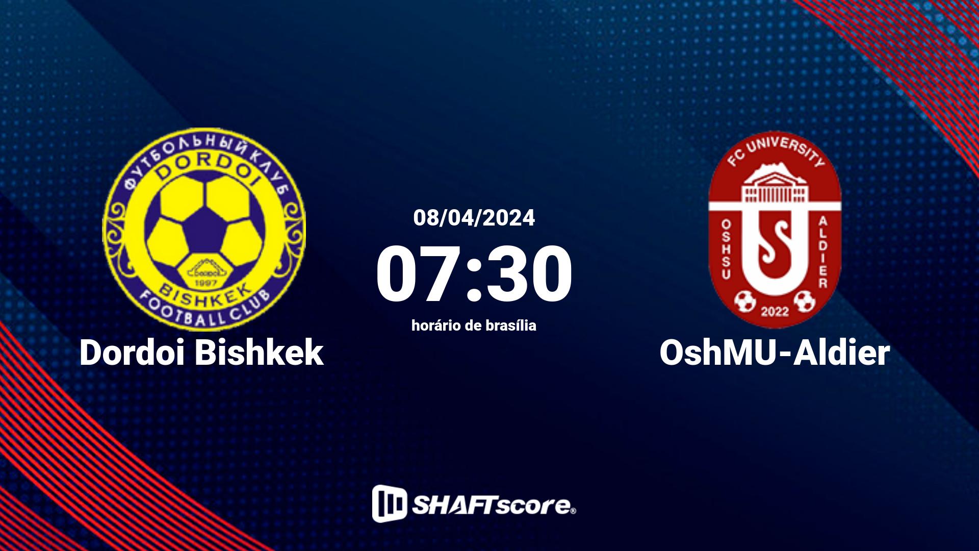 Estatísticas do jogo Dordoi Bishkek vs OshMU-Aldier 08.04 07:30