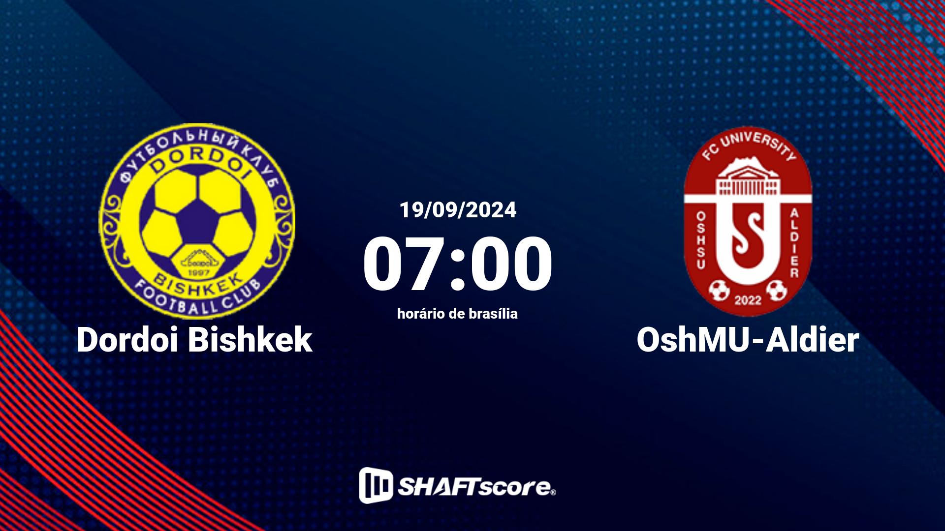 Estatísticas do jogo Dordoi Bishkek vs OshMU-Aldier 19.09 07:00