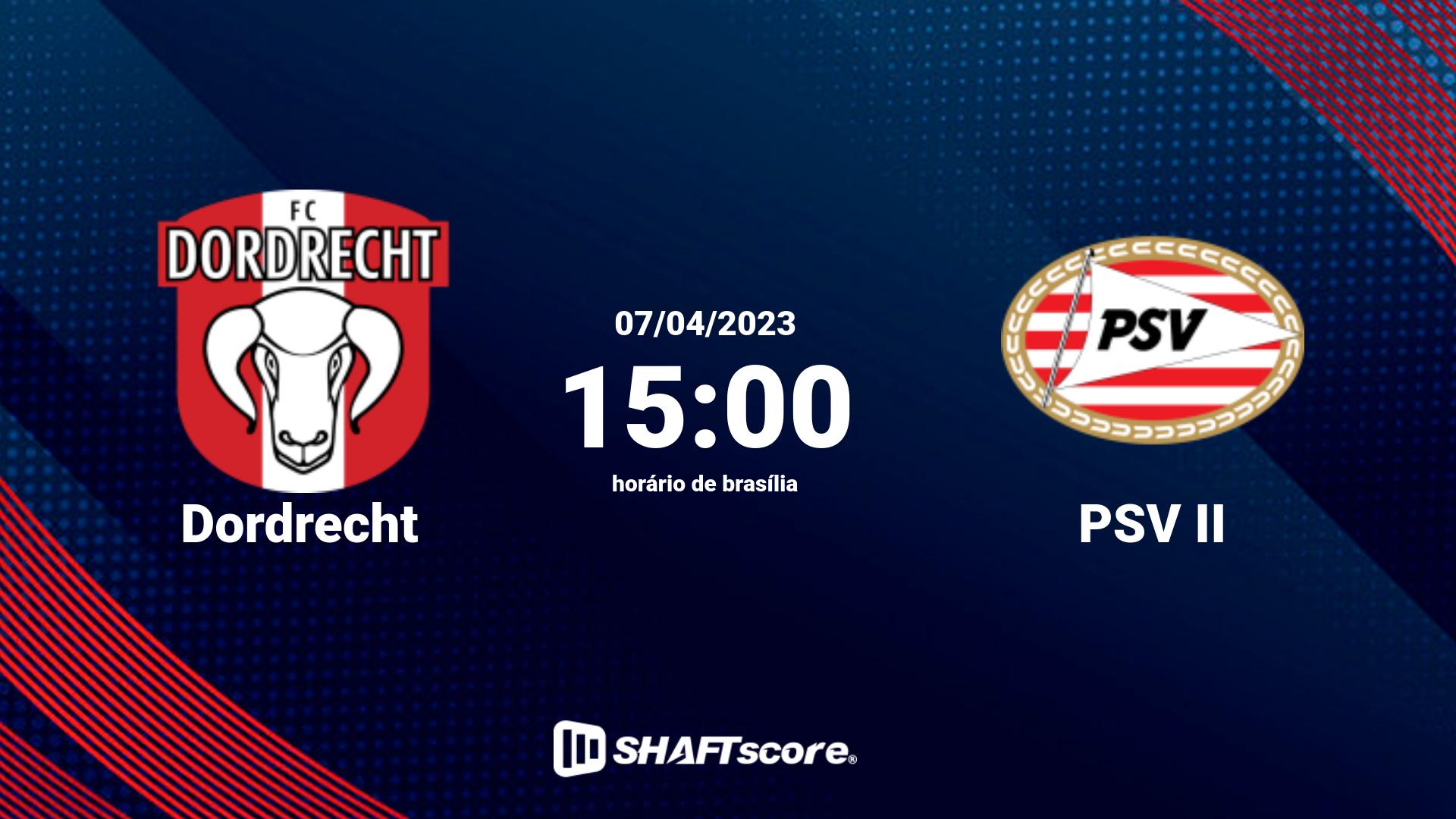 Estatísticas do jogo Dordrecht vs PSV II 07.04 15:00