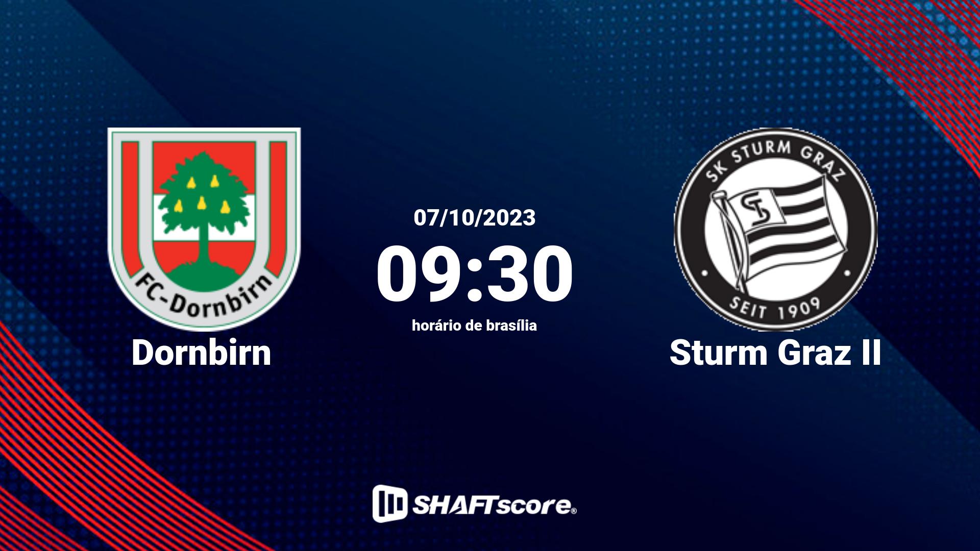Estatísticas do jogo Dornbirn vs Sturm Graz II 07.10 09:30