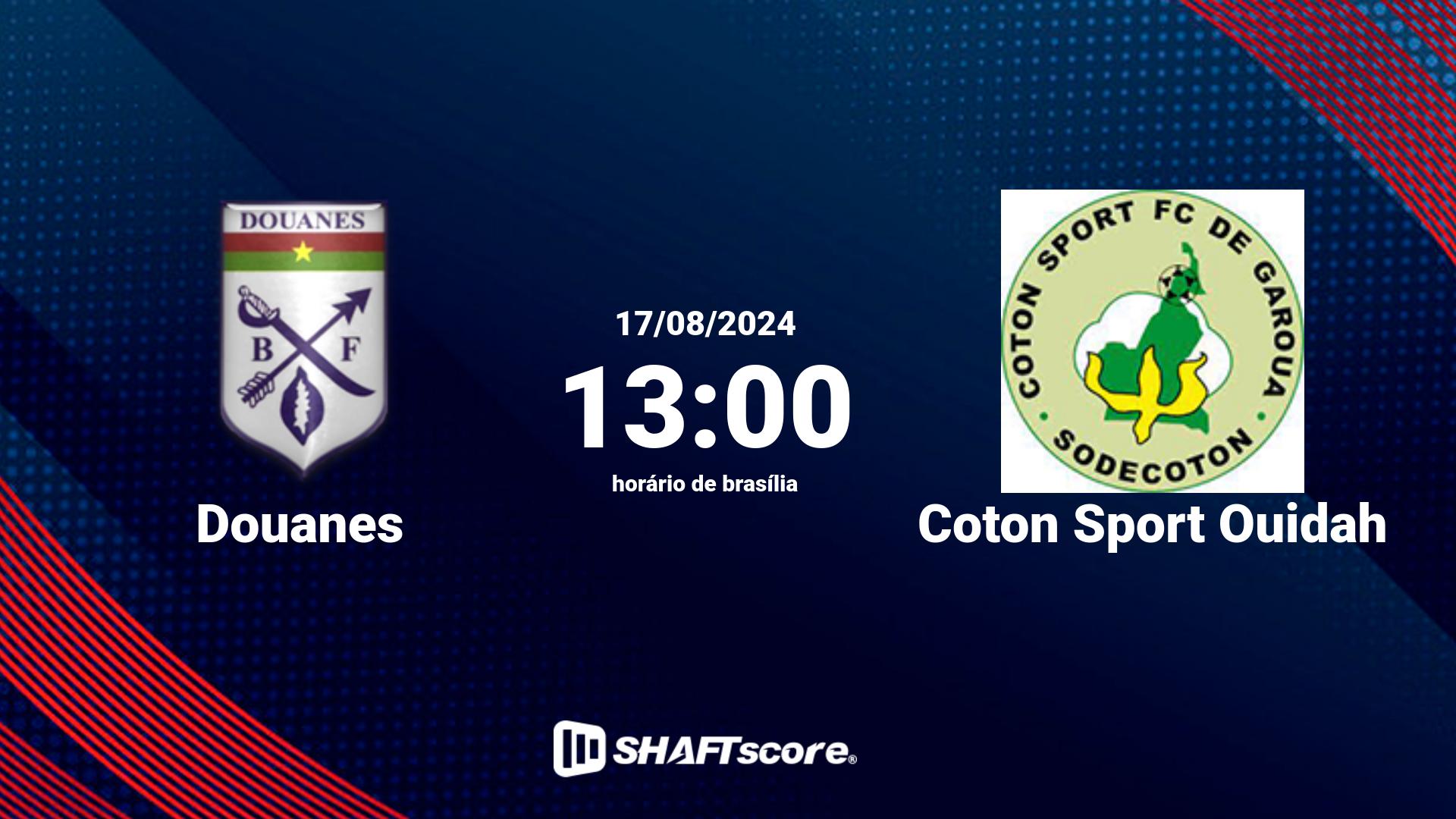 Estatísticas do jogo Douanes vs Coton Sport Ouidah 17.08 13:00