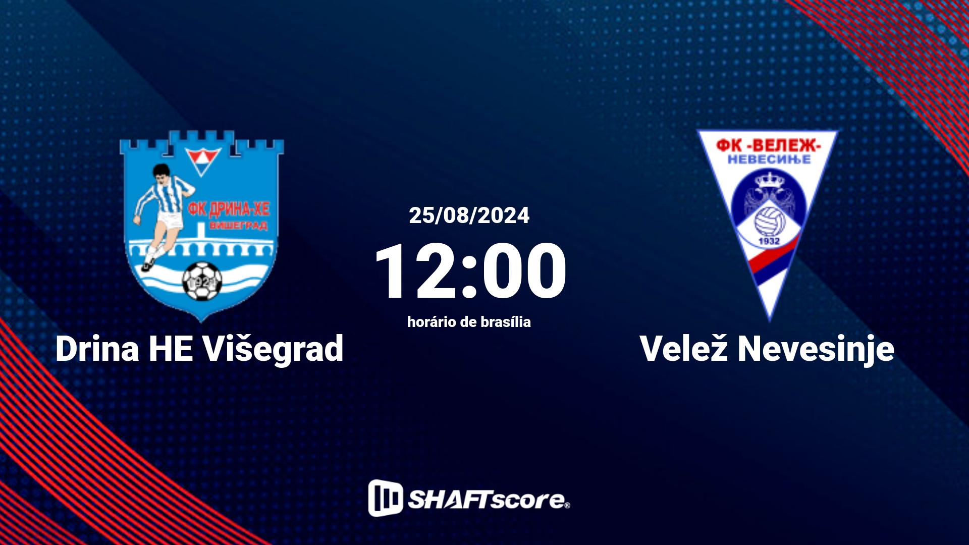 Estatísticas do jogo Drina HE Višegrad vs Velež Nevesinje 25.08 12:00