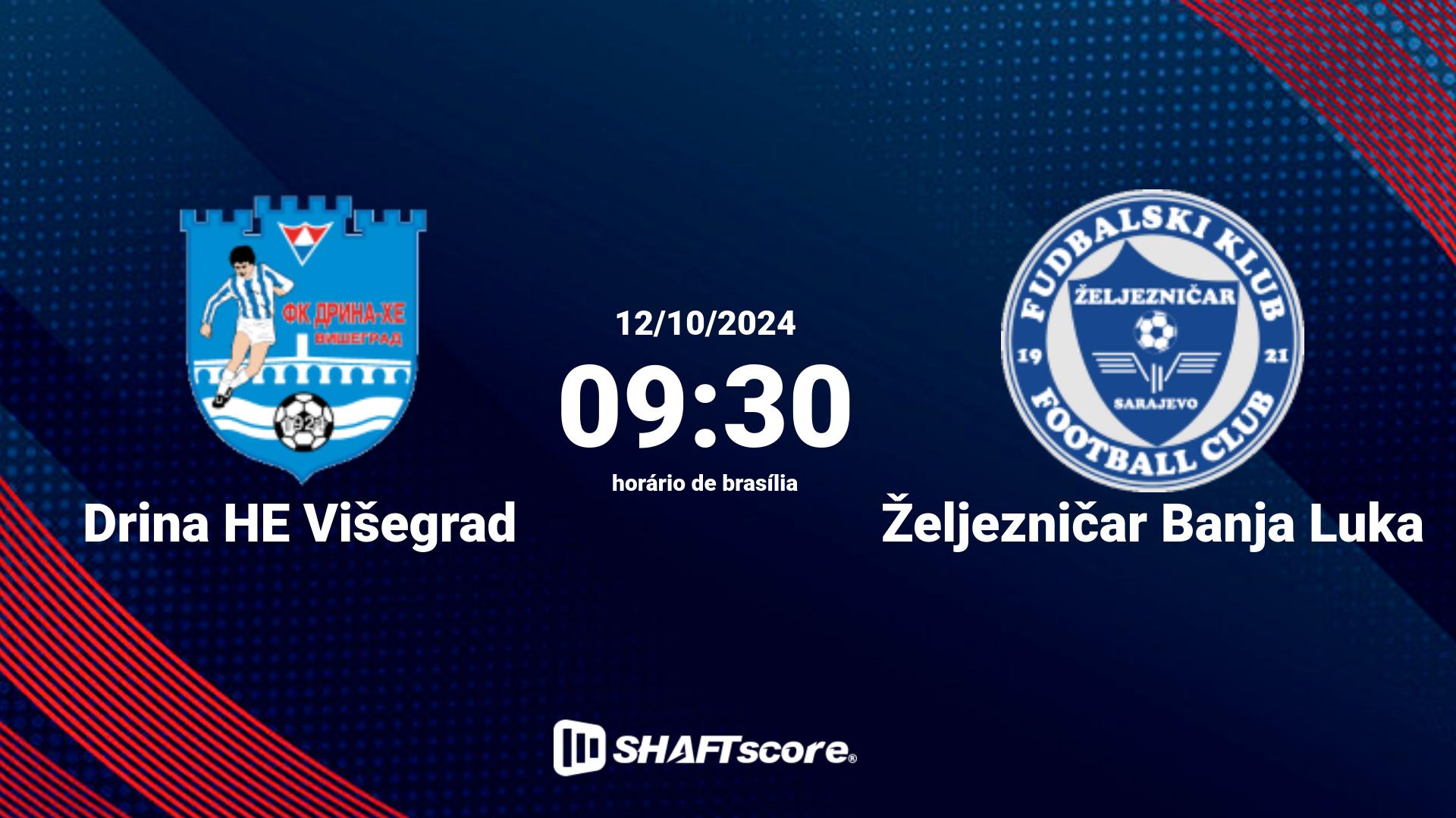 Estatísticas do jogo Drina HE Višegrad vs Željezničar Banja Luka 12.10 09:30