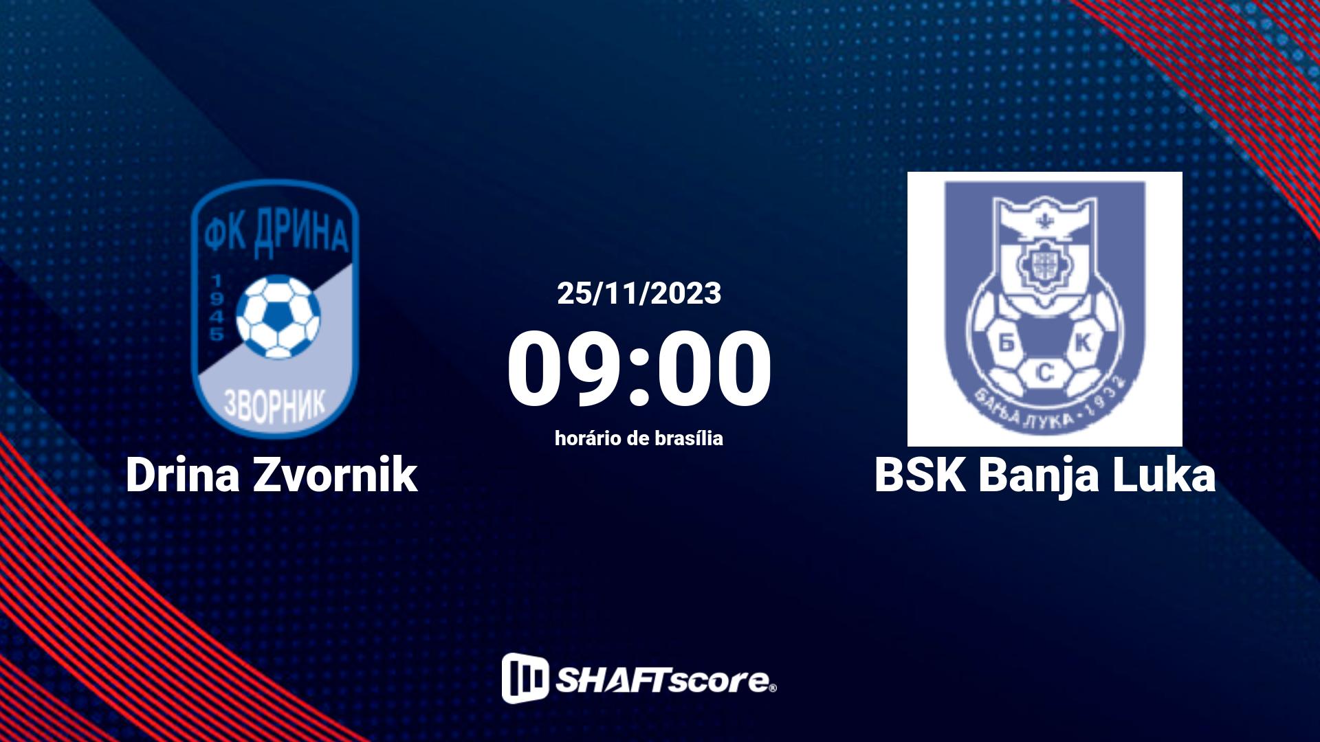 Estatísticas do jogo Drina Zvornik vs BSK Banja Luka 25.11 09:00