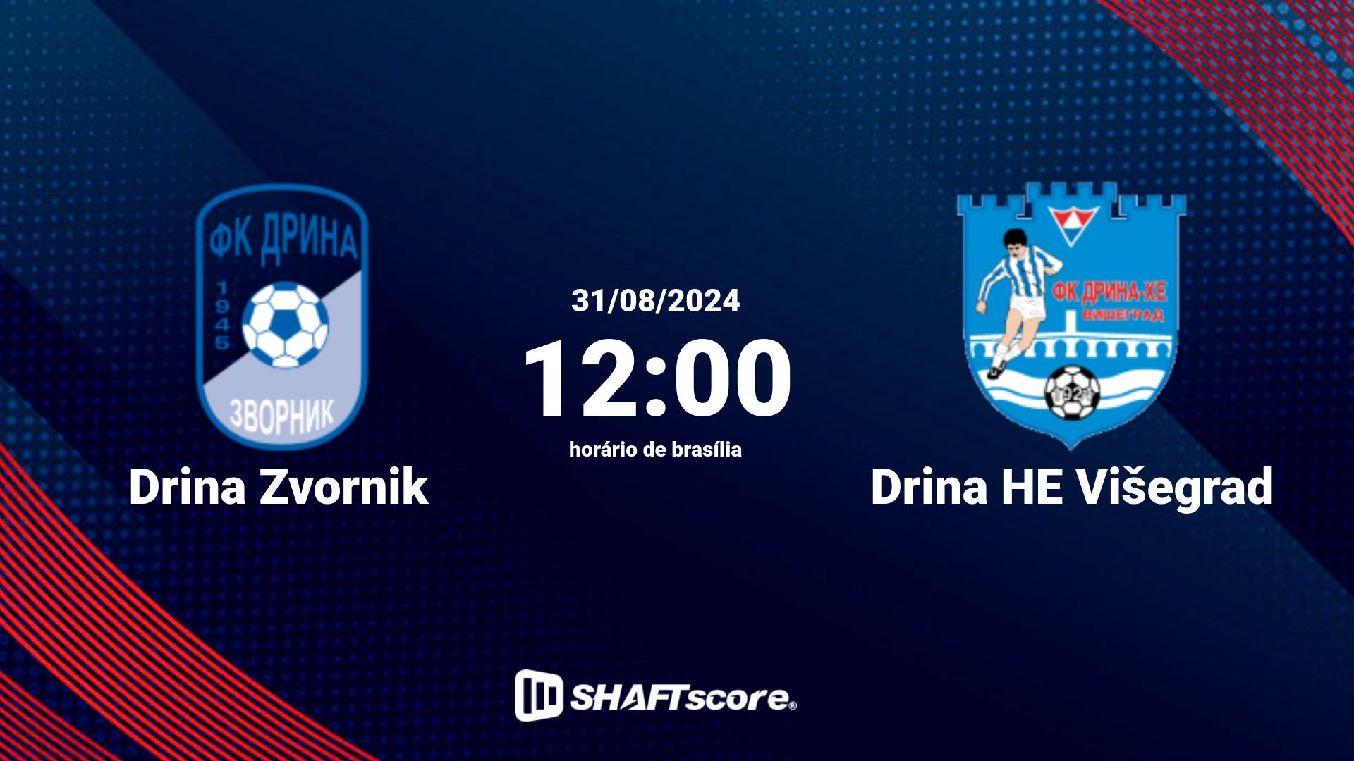 Estatísticas do jogo Drina Zvornik vs Drina HE Višegrad 31.08 12:00