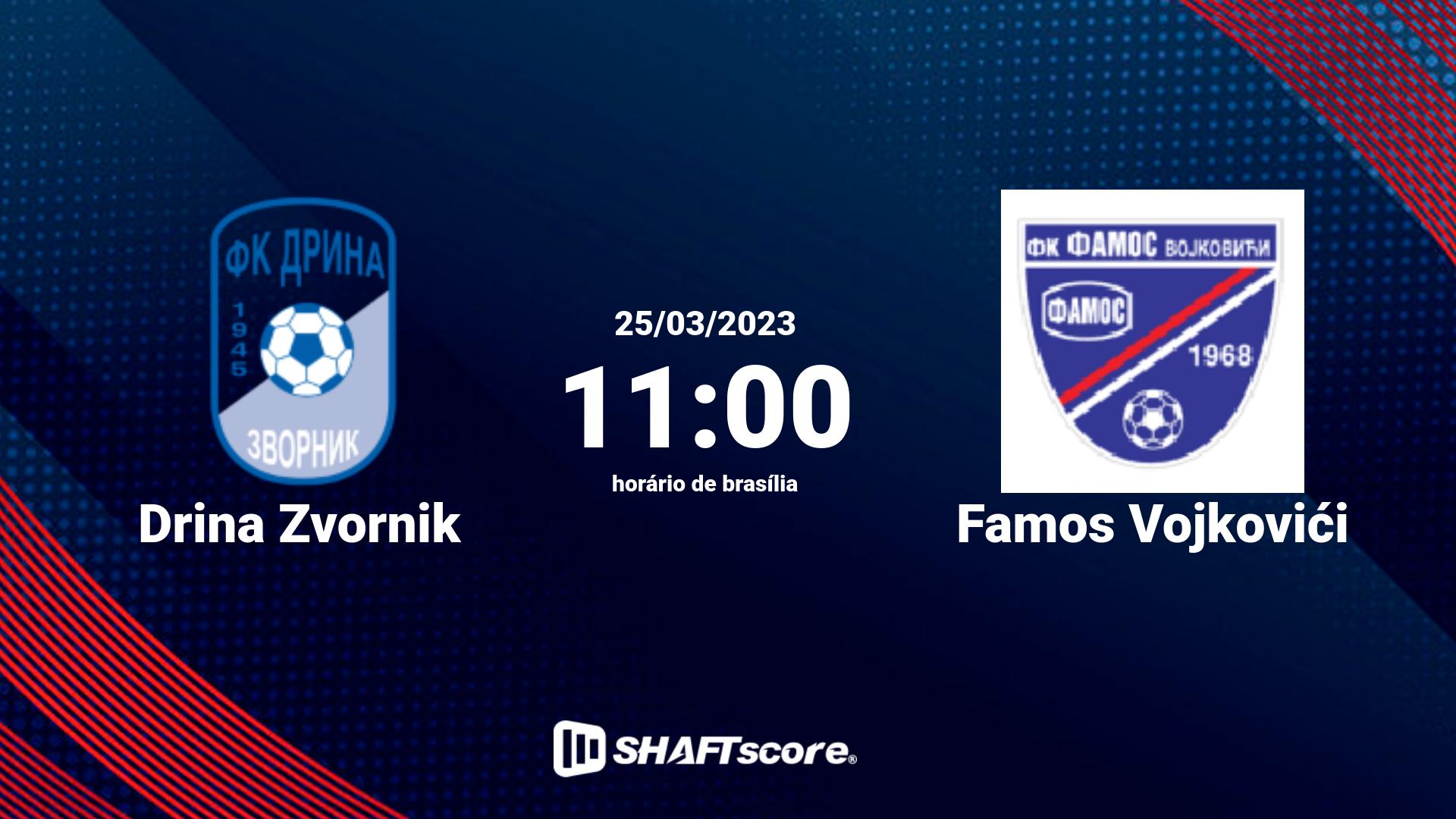 Estatísticas do jogo Drina Zvornik vs Famos Vojkovići 25.03 11:00