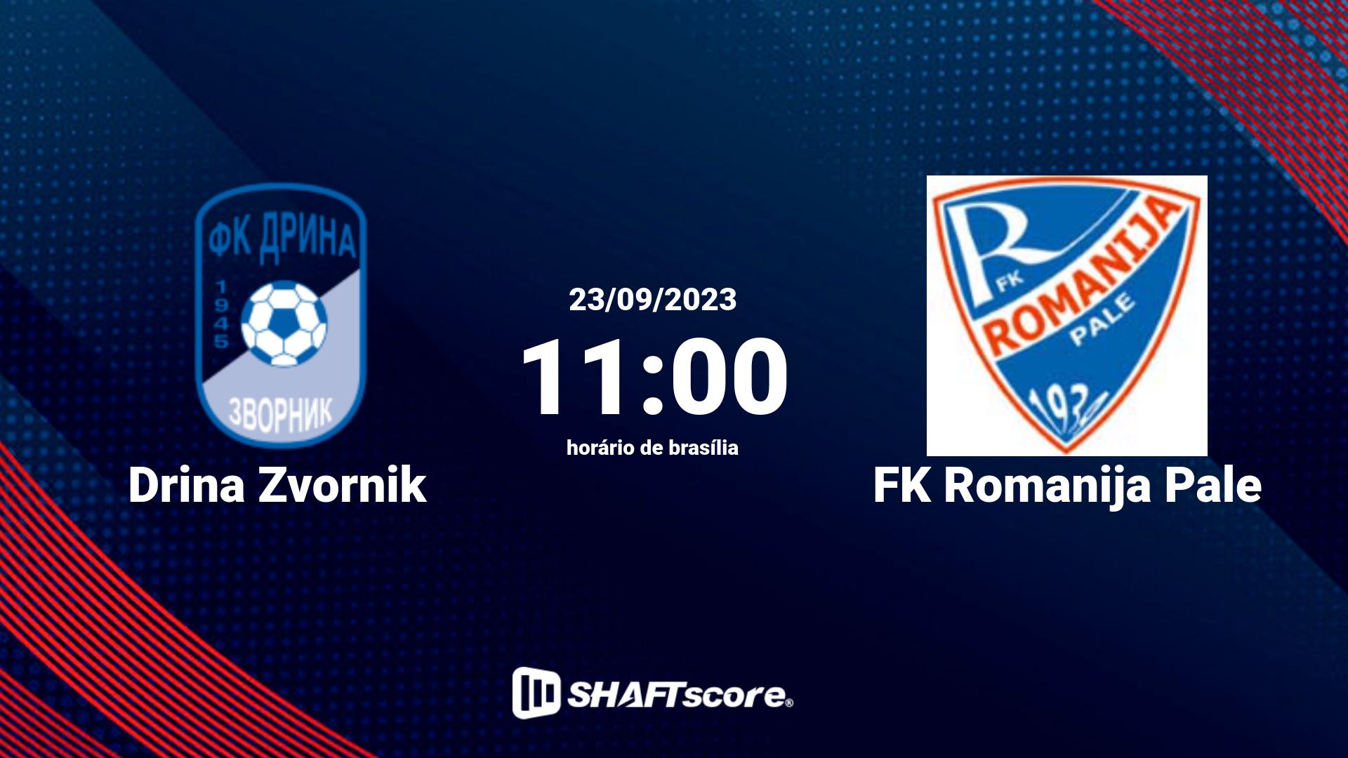 Estatísticas do jogo Drina Zvornik vs FK Romanija Pale 23.09 11:00