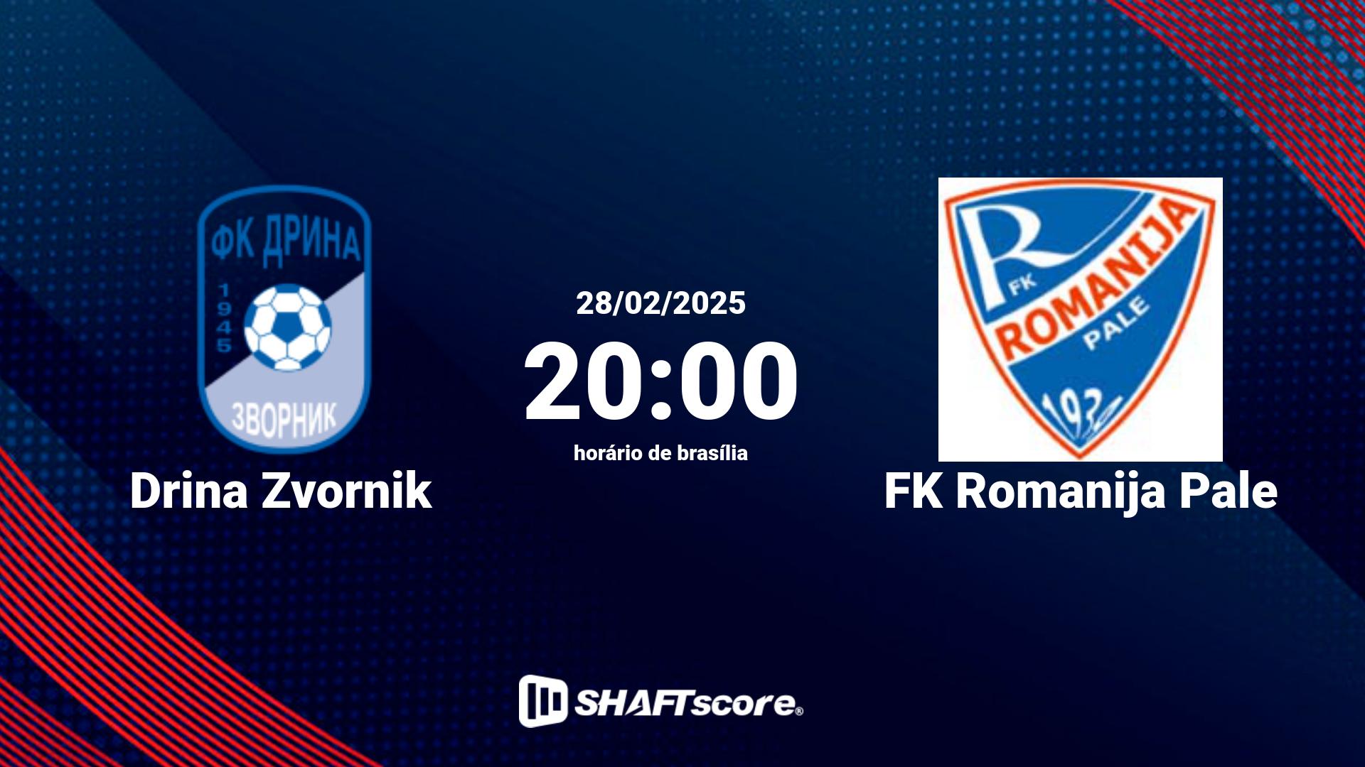 Estatísticas do jogo Drina Zvornik vs FK Romanija Pale 28.02 20:00