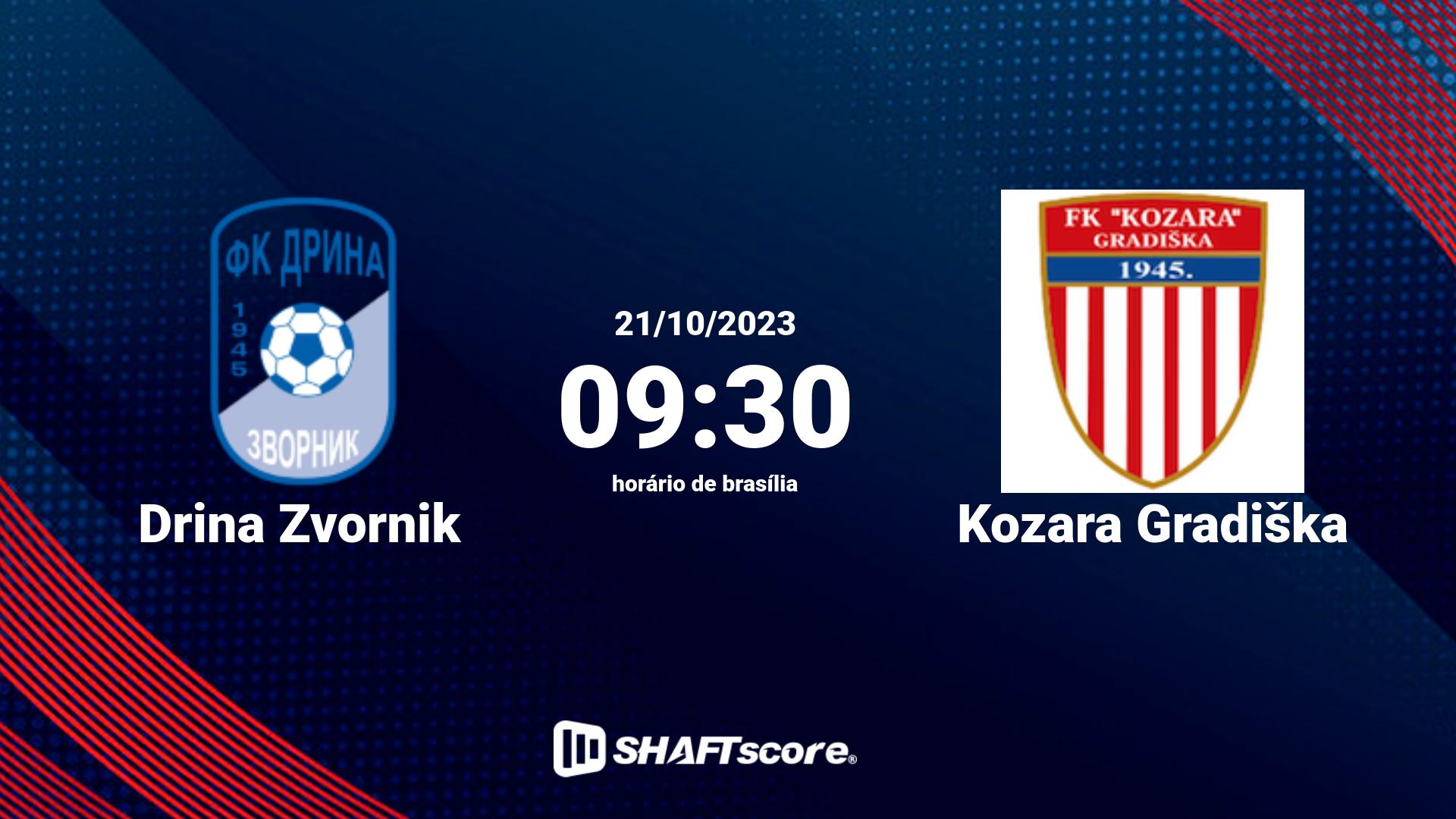 Estatísticas do jogo Drina Zvornik vs Kozara Gradiška 21.10 09:30