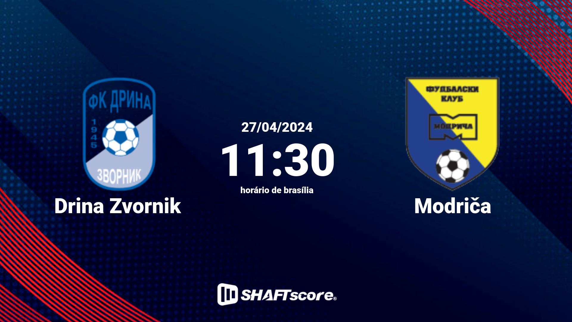 Estatísticas do jogo Drina Zvornik vs Modriča 27.04 11:30
