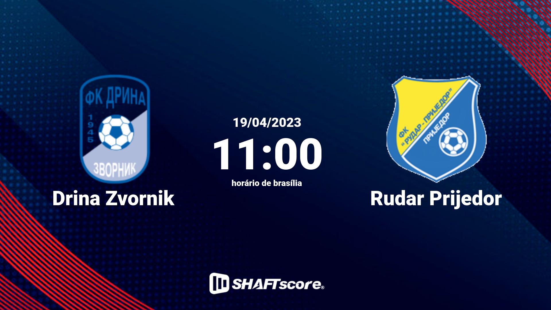 Estatísticas do jogo Drina Zvornik vs Rudar Prijedor 19.04 11:00