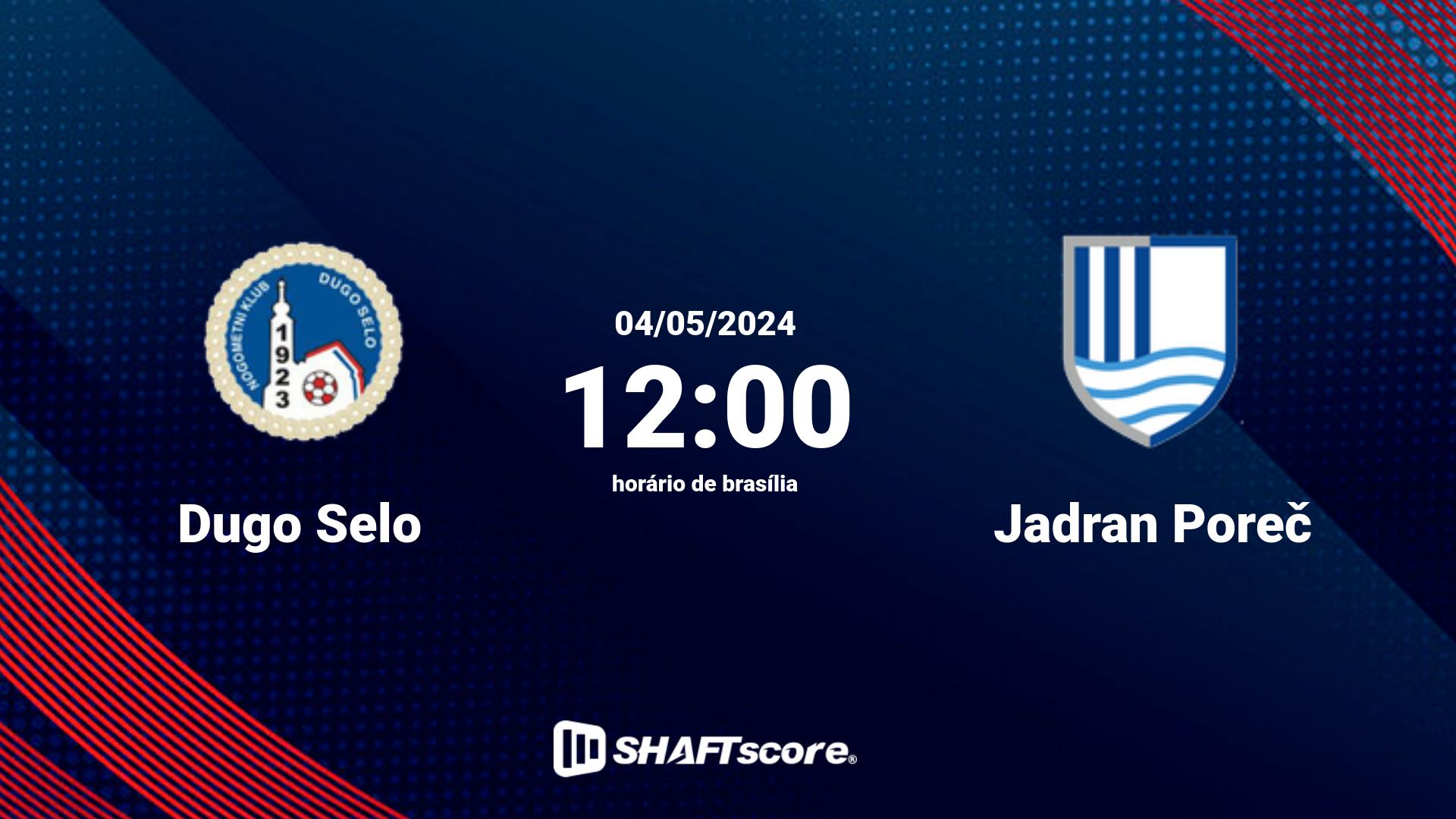 Estatísticas do jogo Dugo Selo vs Jadran Poreč 04.05 12:00