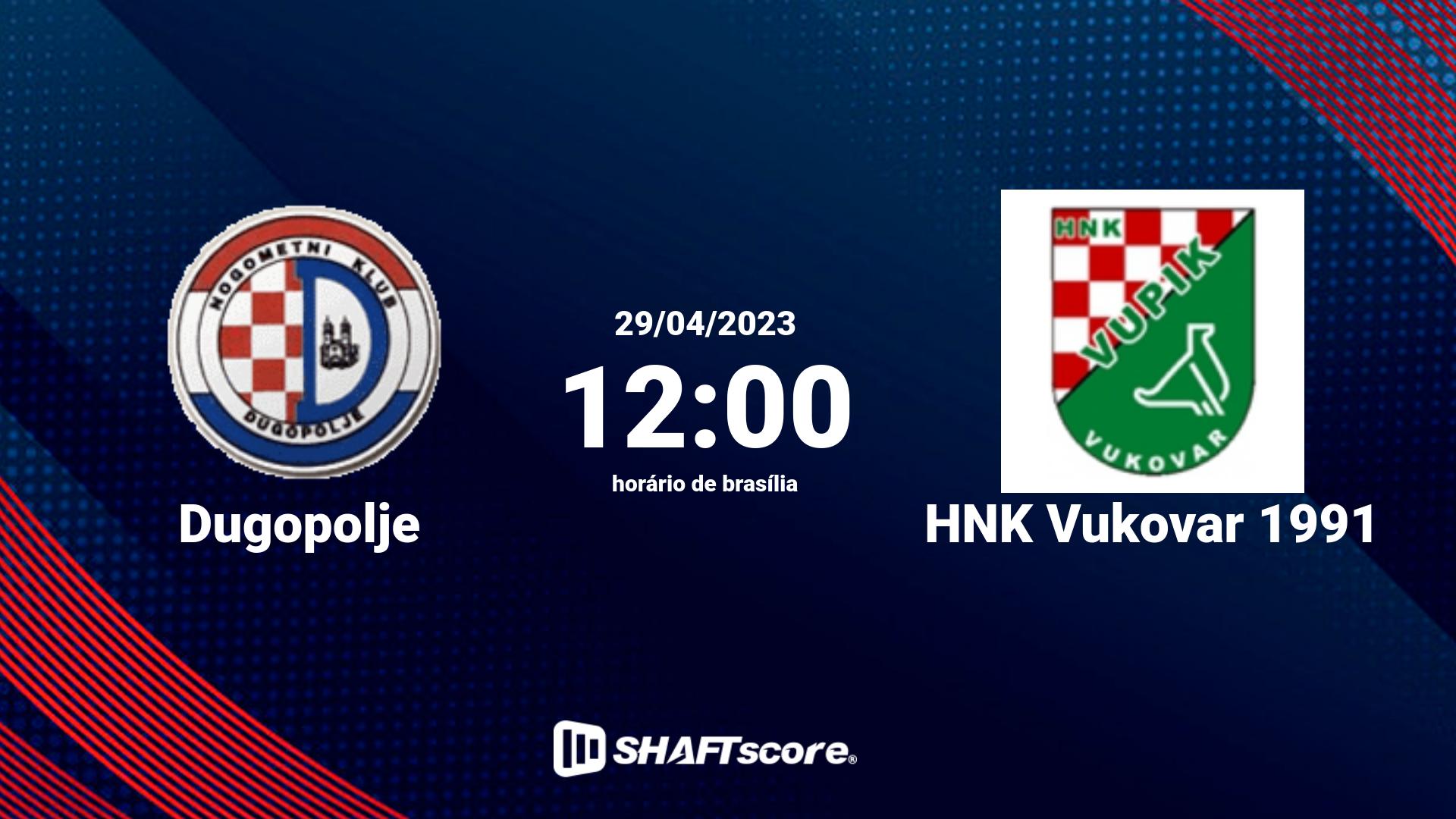 Estatísticas do jogo Dugopolje vs HNK Vukovar 1991 29.04 12:00