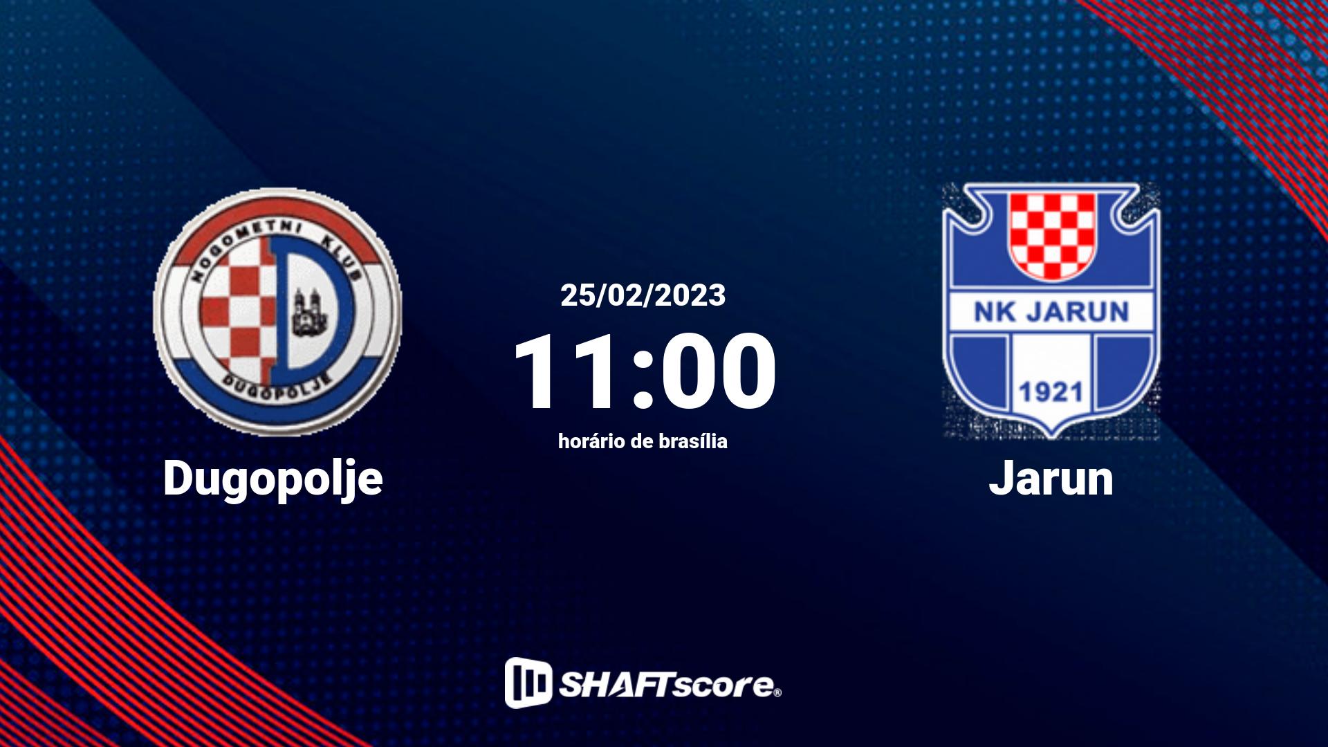 Estatísticas do jogo Dugopolje vs Jarun 25.02 11:00