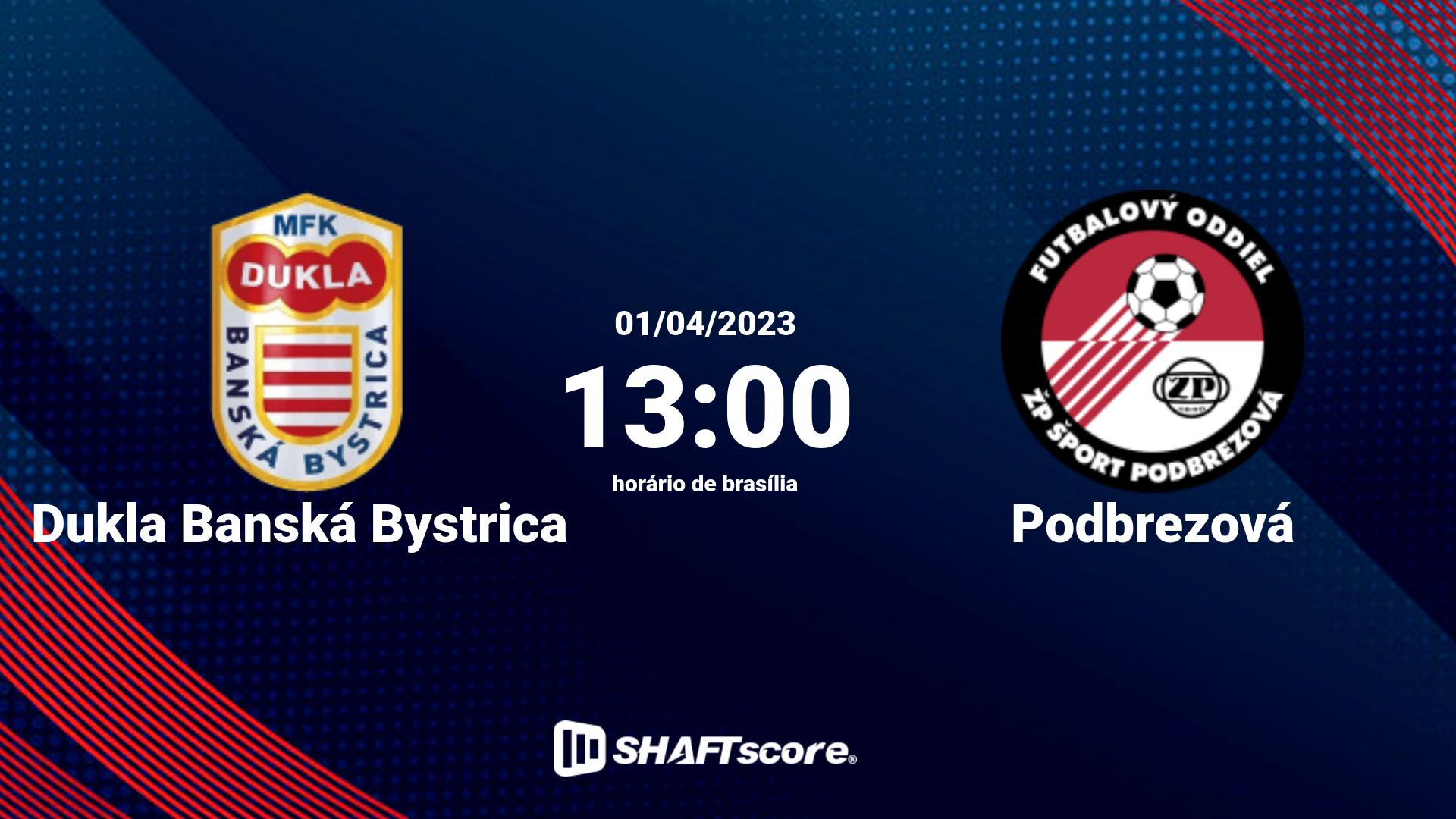 Estatísticas do jogo Dukla Banská Bystrica vs Podbrezová 01.04 13:00