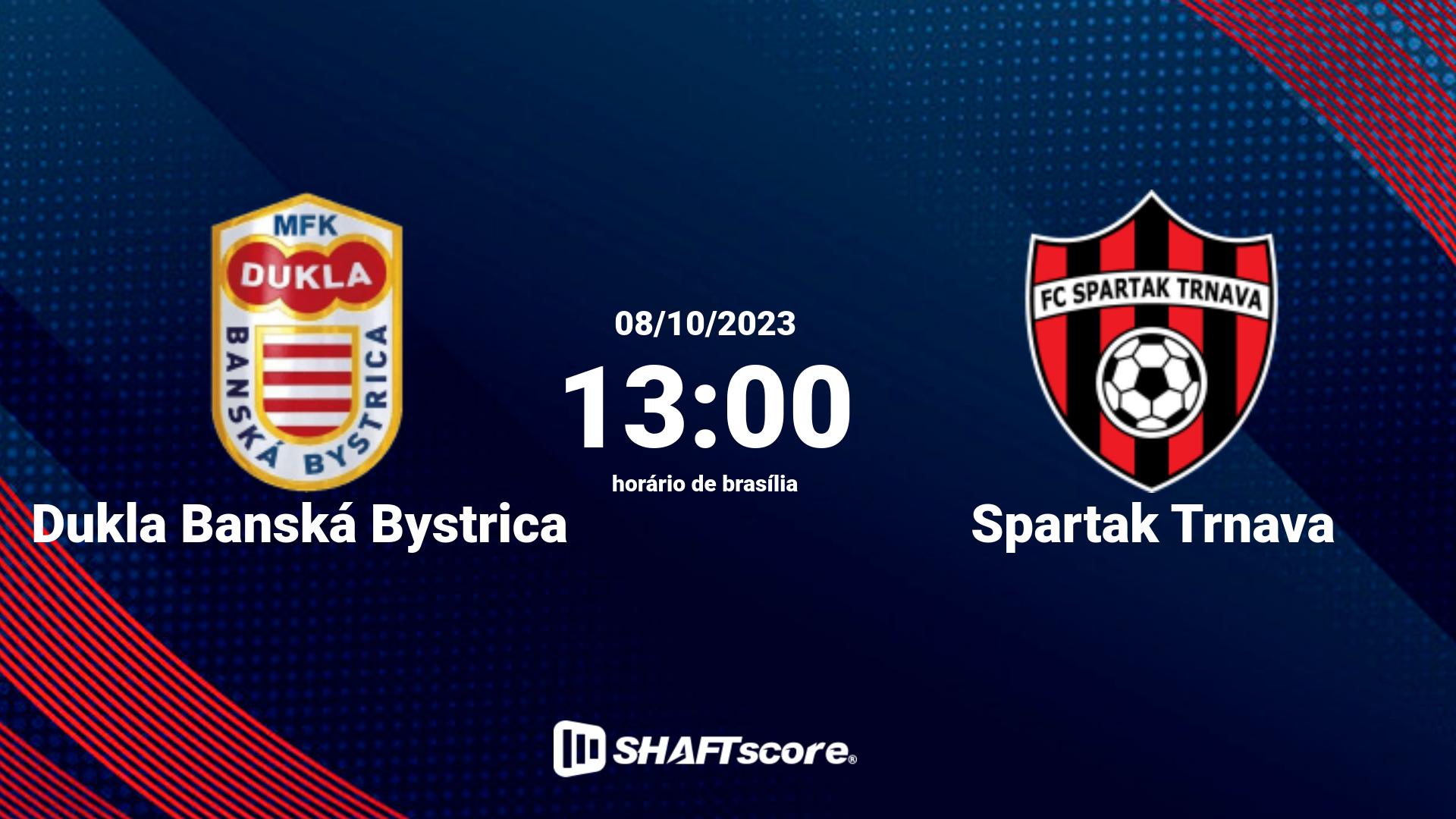 Estatísticas do jogo Dukla Banská Bystrica vs Spartak Trnava 08.10 13:00