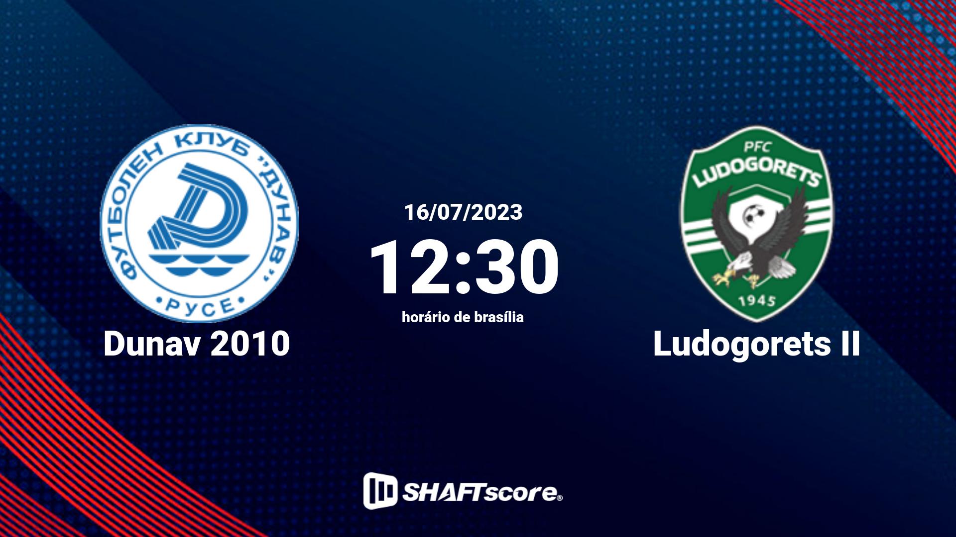 Estatísticas do jogo Dunav 2010 vs Ludogorets II 16.07 12:30