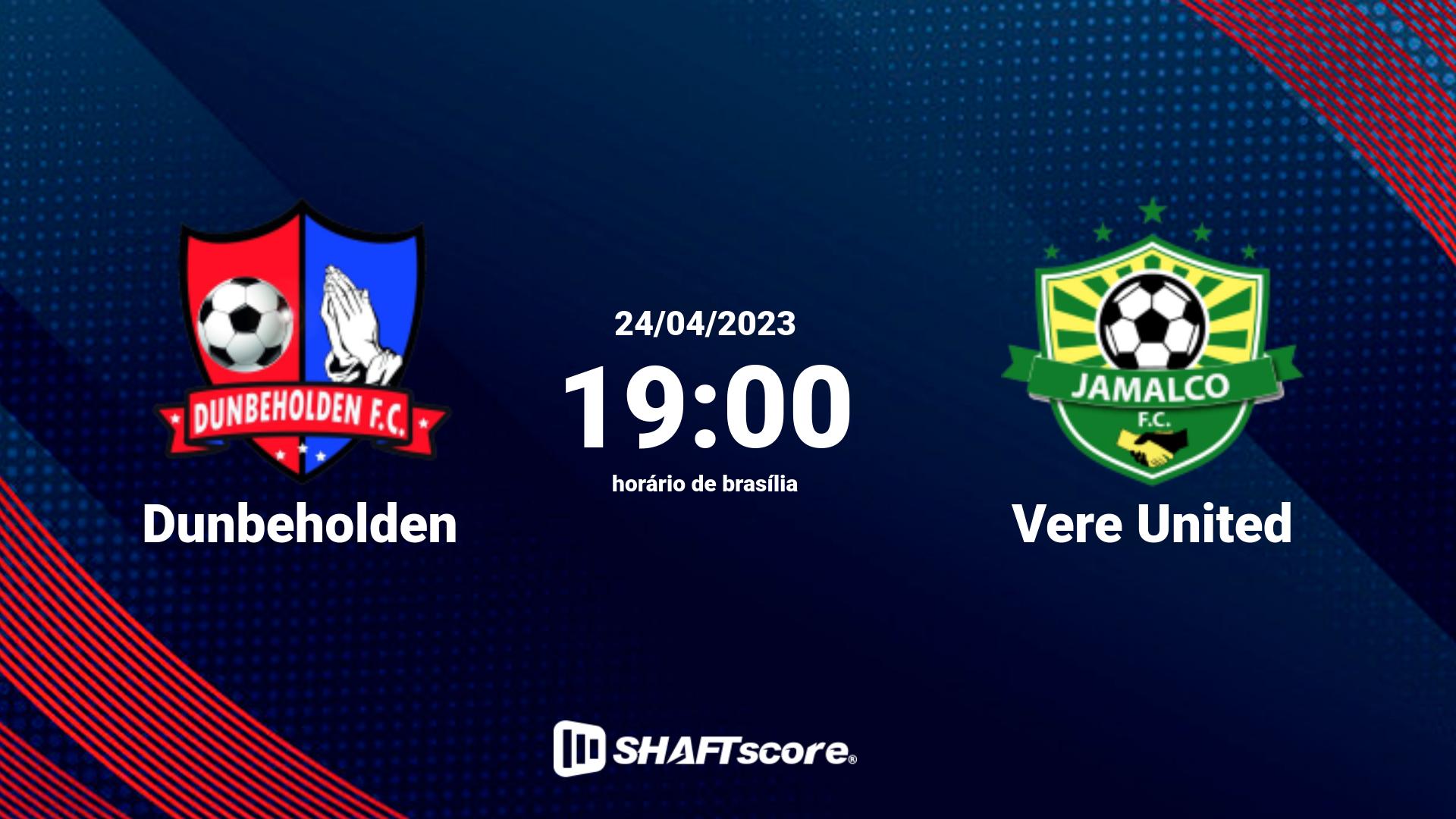 Estatísticas do jogo Dunbeholden vs Vere United 24.04 19:00