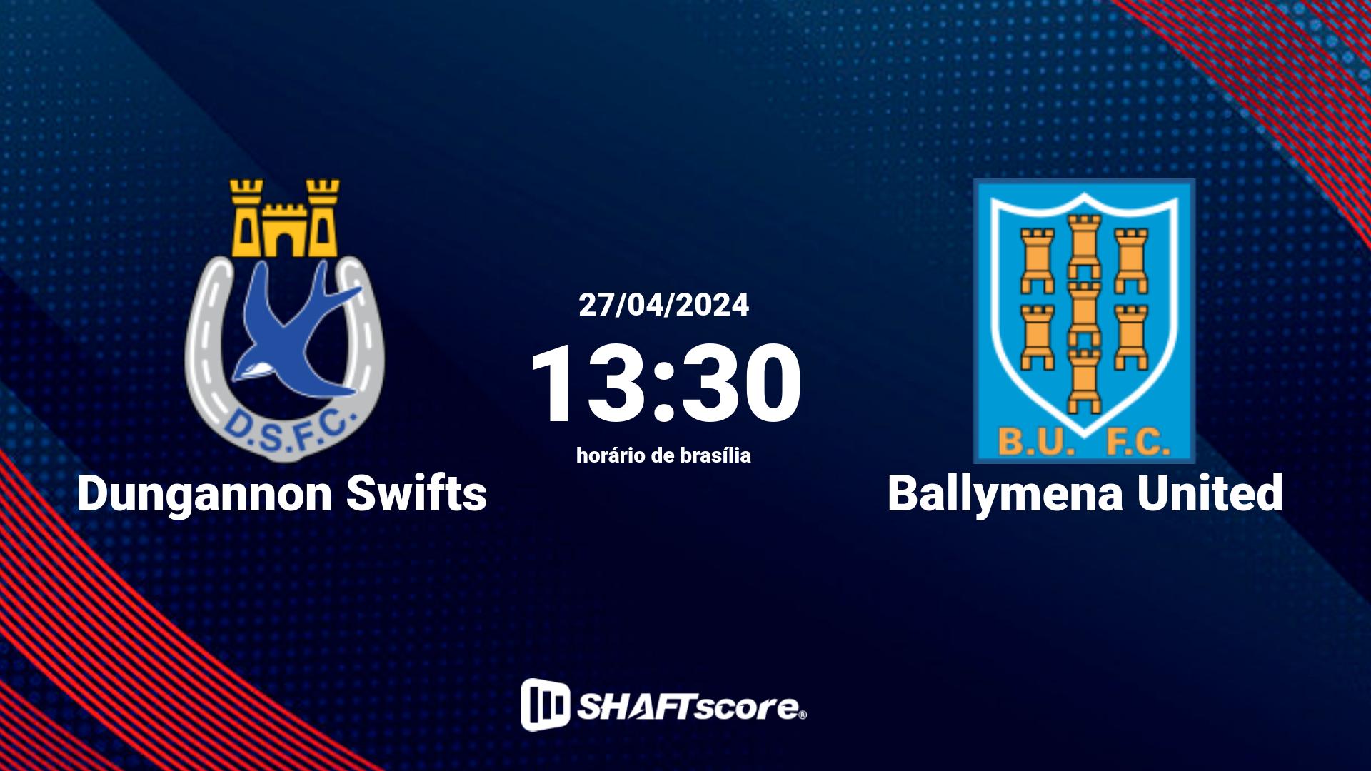 Estatísticas do jogo Dungannon Swifts vs Ballymena United 27.04 13:30